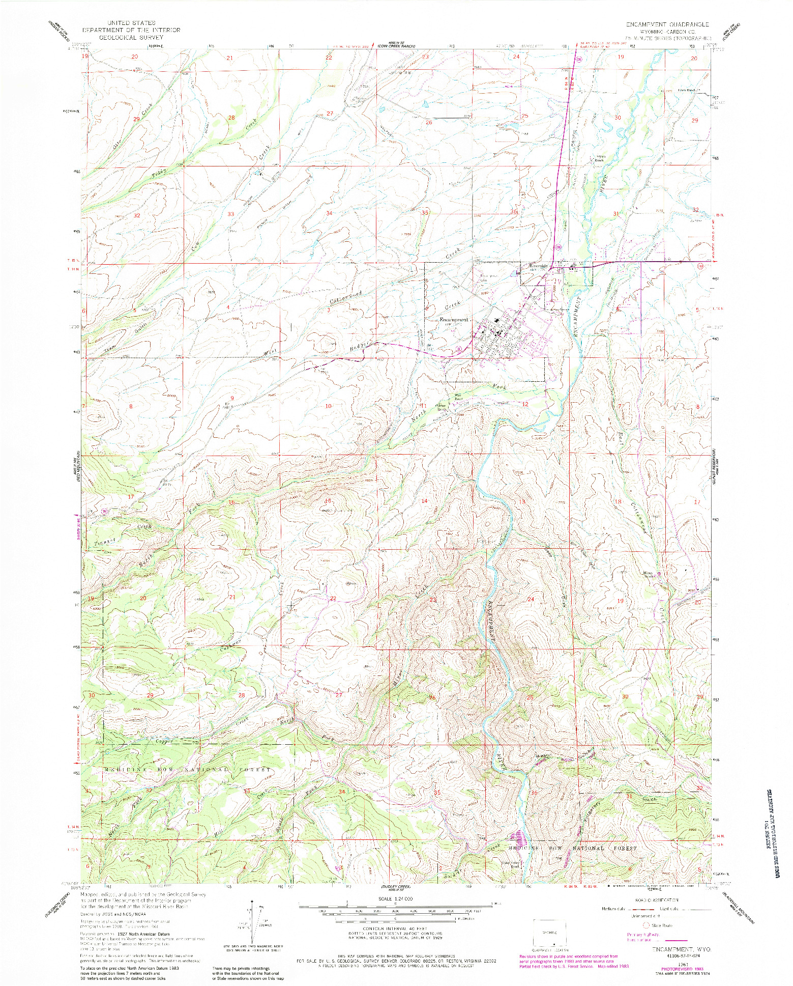 USGS 1:24000-SCALE QUADRANGLE FOR ENCAMPMENT, WY 1961