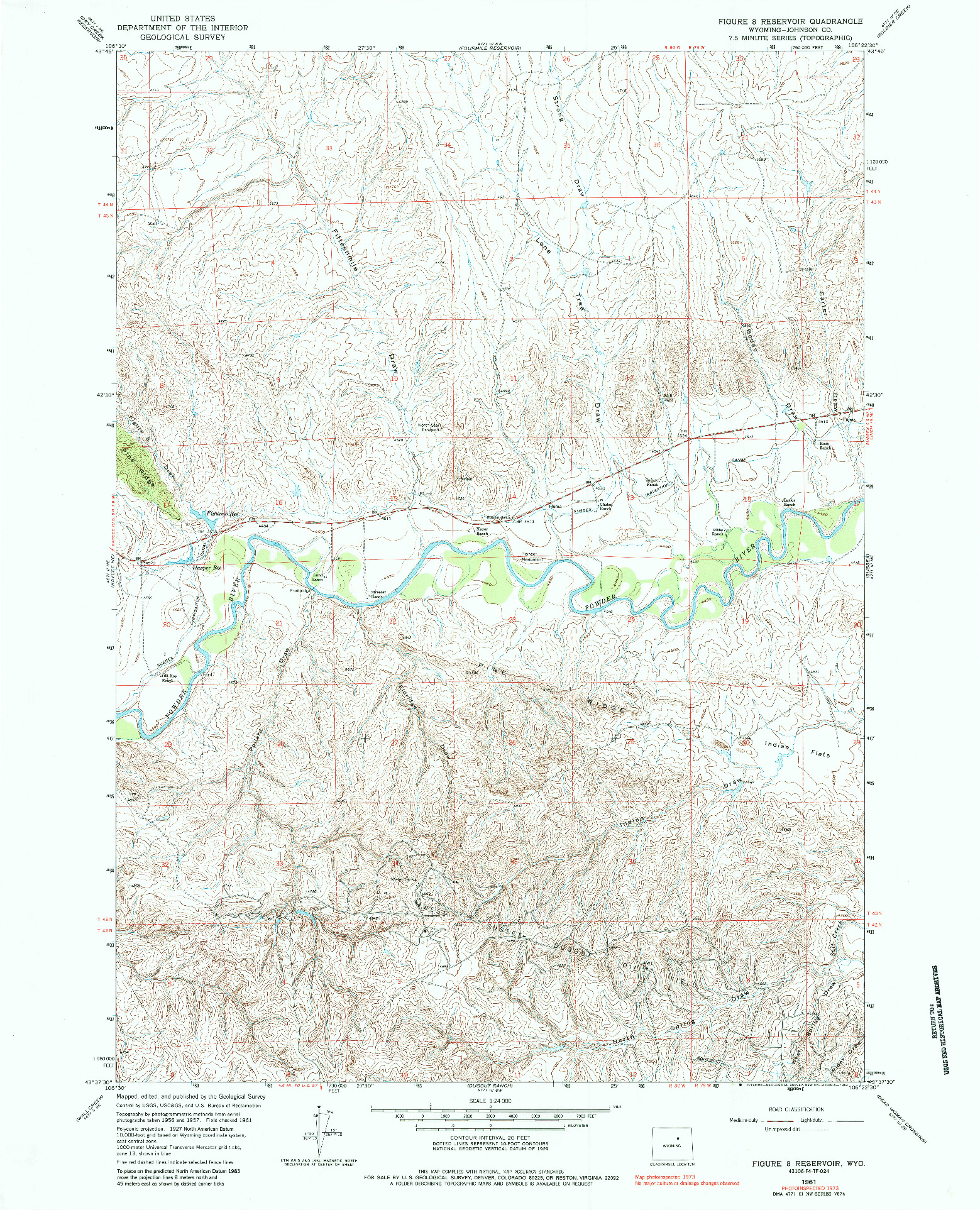 USGS 1:24000-SCALE QUADRANGLE FOR FIGURE 8 RESERVOIR, WY 1961