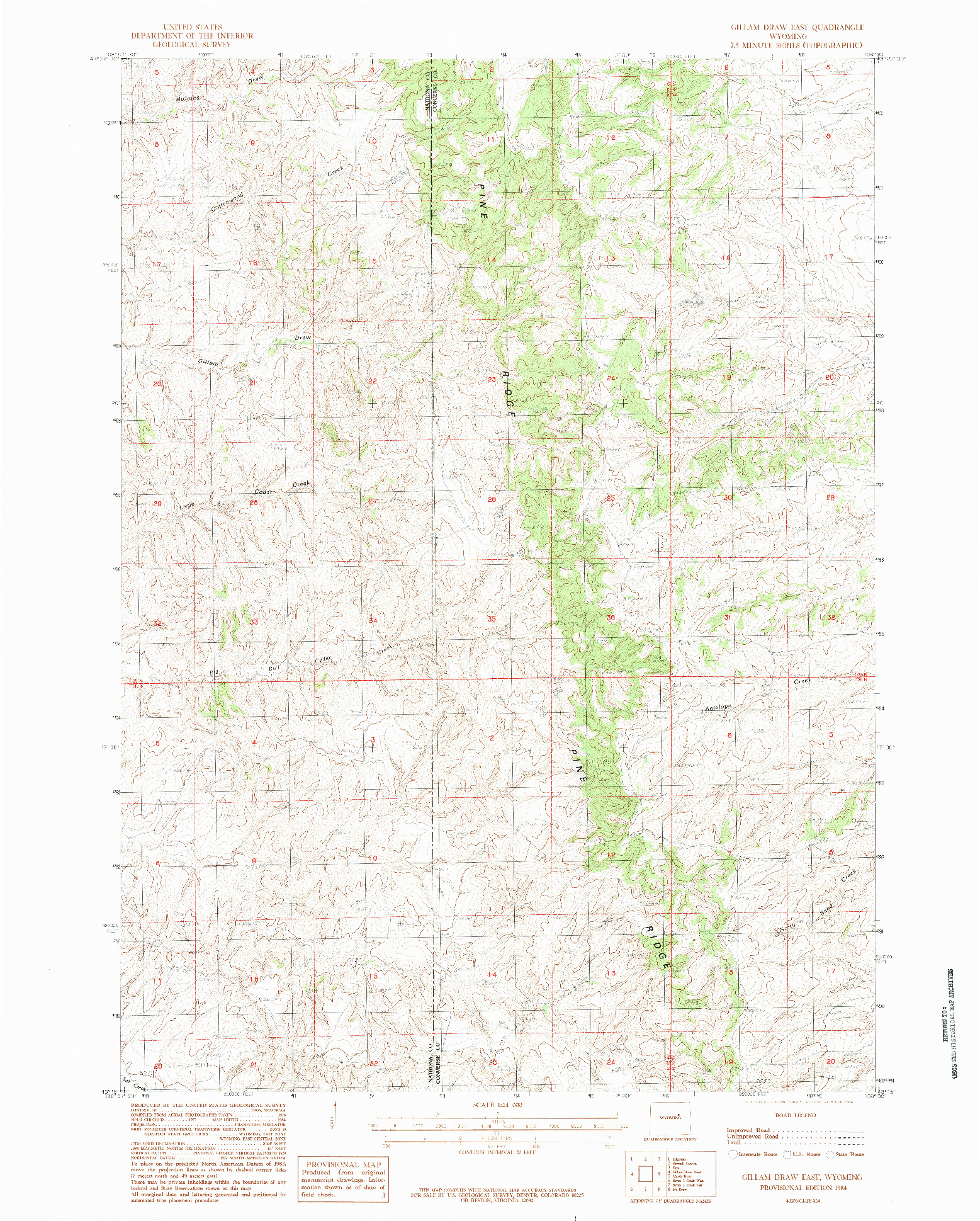 USGS 1:24000-SCALE QUADRANGLE FOR GILLAM DRAW EAST, WY 1984