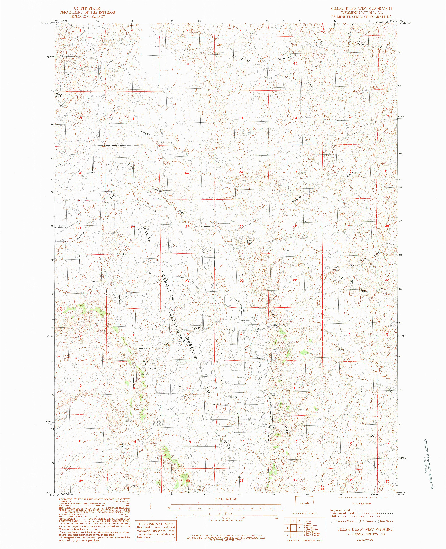 USGS 1:24000-SCALE QUADRANGLE FOR GILLAM DRAW WEST, WY 1984