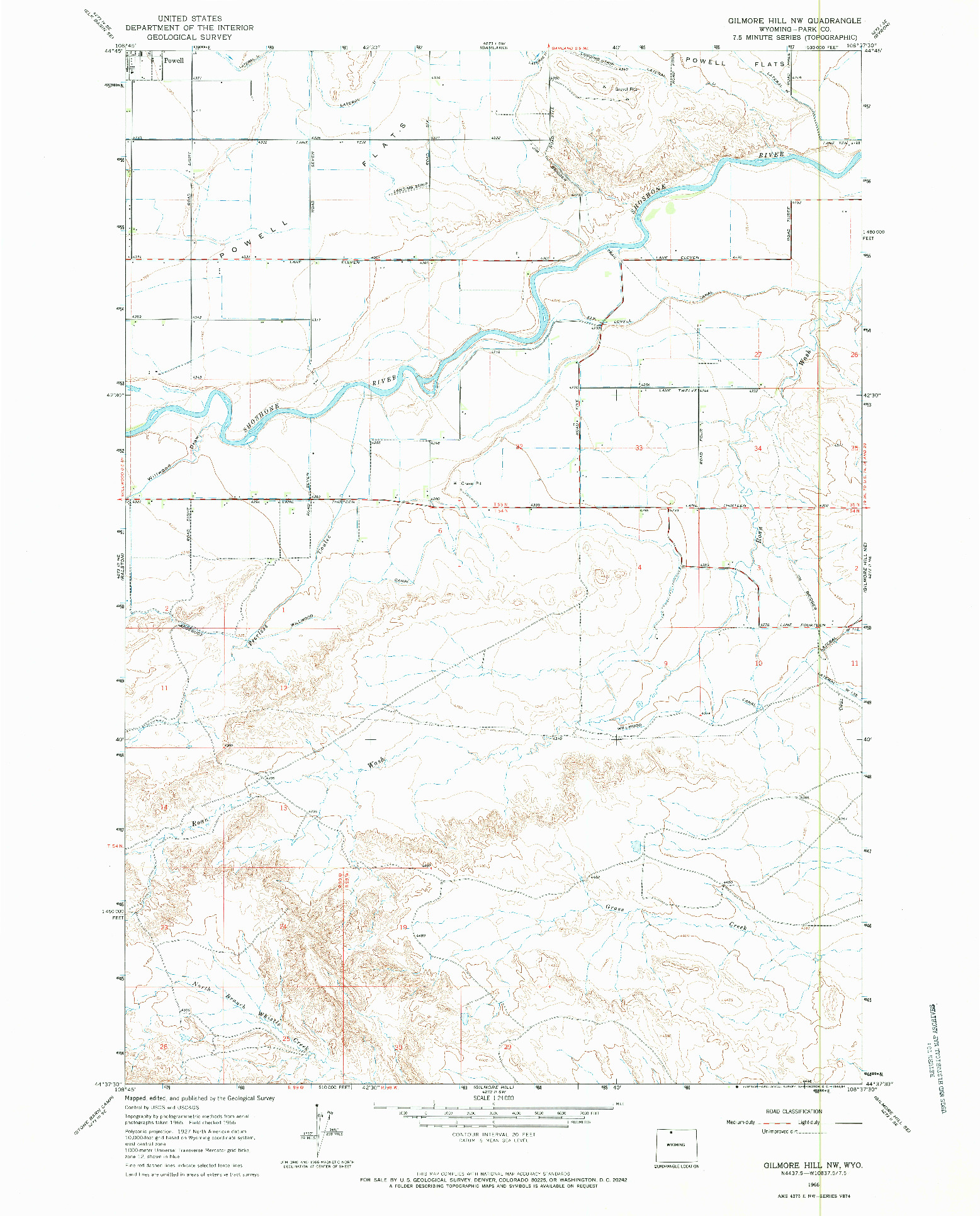 USGS 1:24000-SCALE QUADRANGLE FOR GILMORE HILL NW, WY 1966
