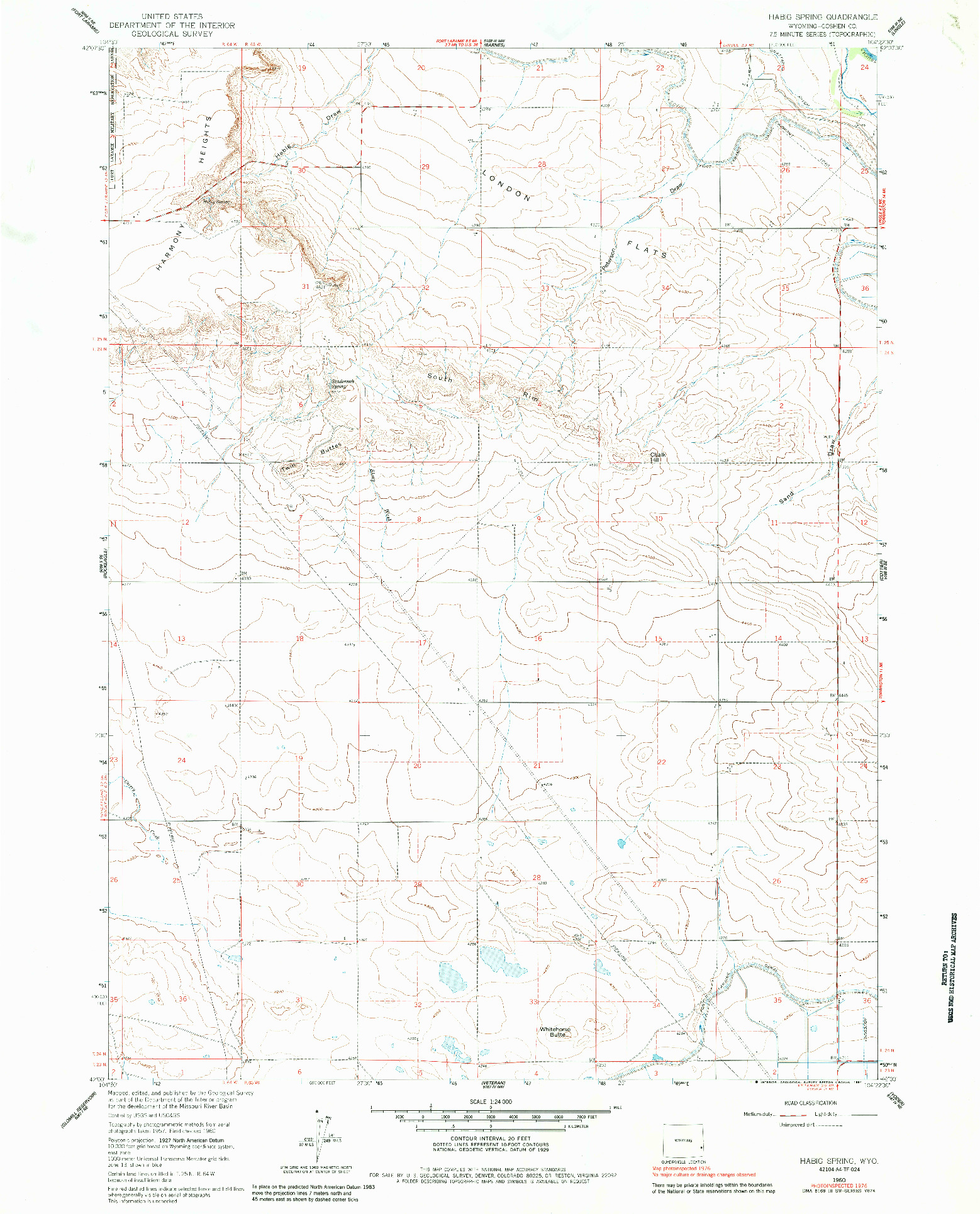 USGS 1:24000-SCALE QUADRANGLE FOR HABIG SPRING, WY 1960