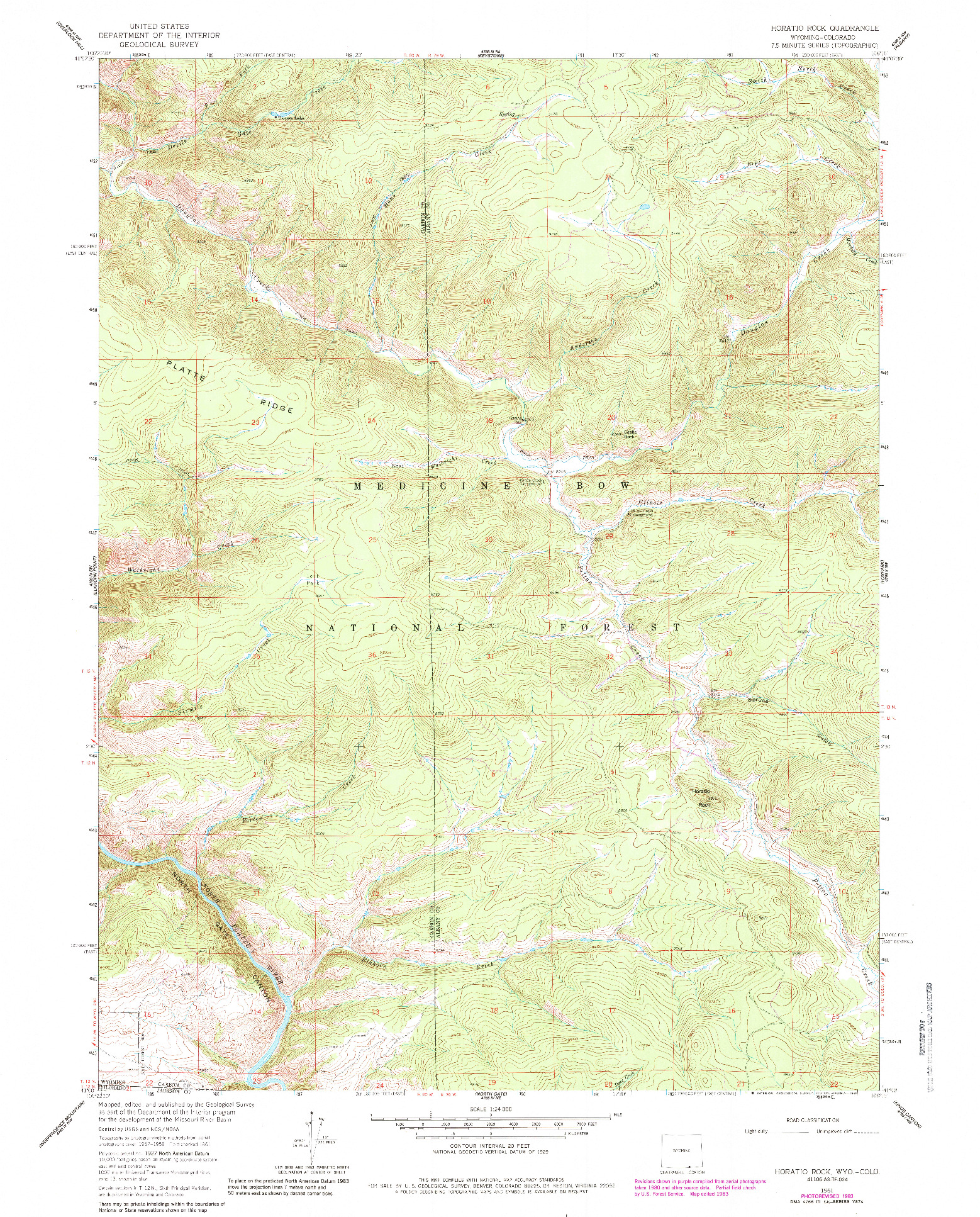 USGS 1:24000-SCALE QUADRANGLE FOR HORATIO ROCK, WY 1961