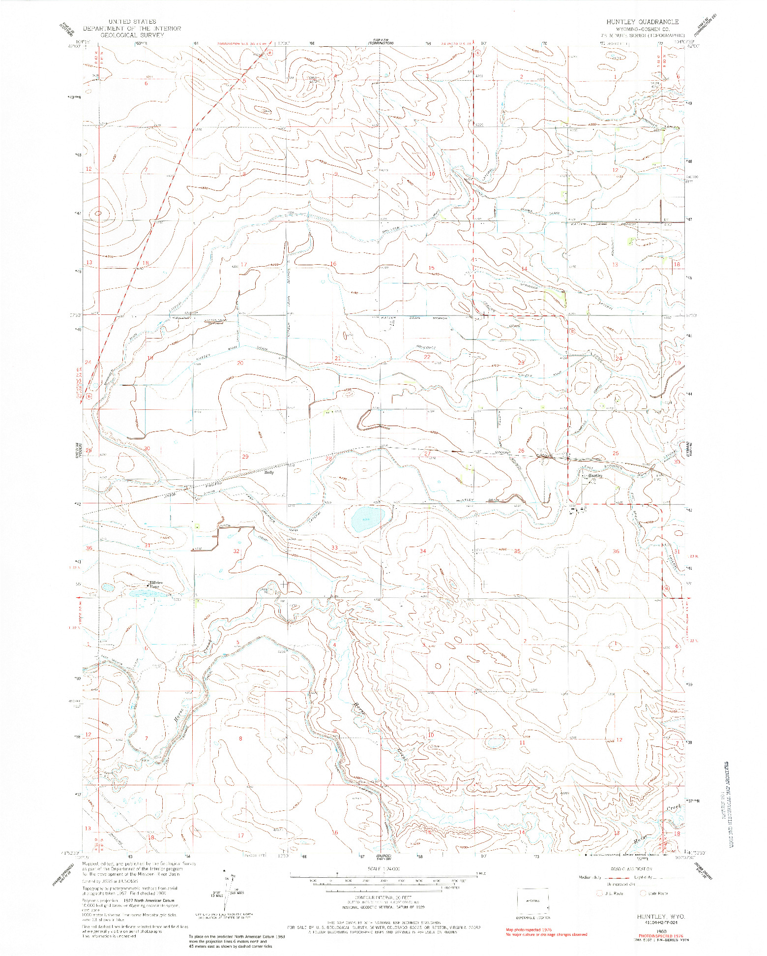 USGS 1:24000-SCALE QUADRANGLE FOR HUNTLEY, WY 1960