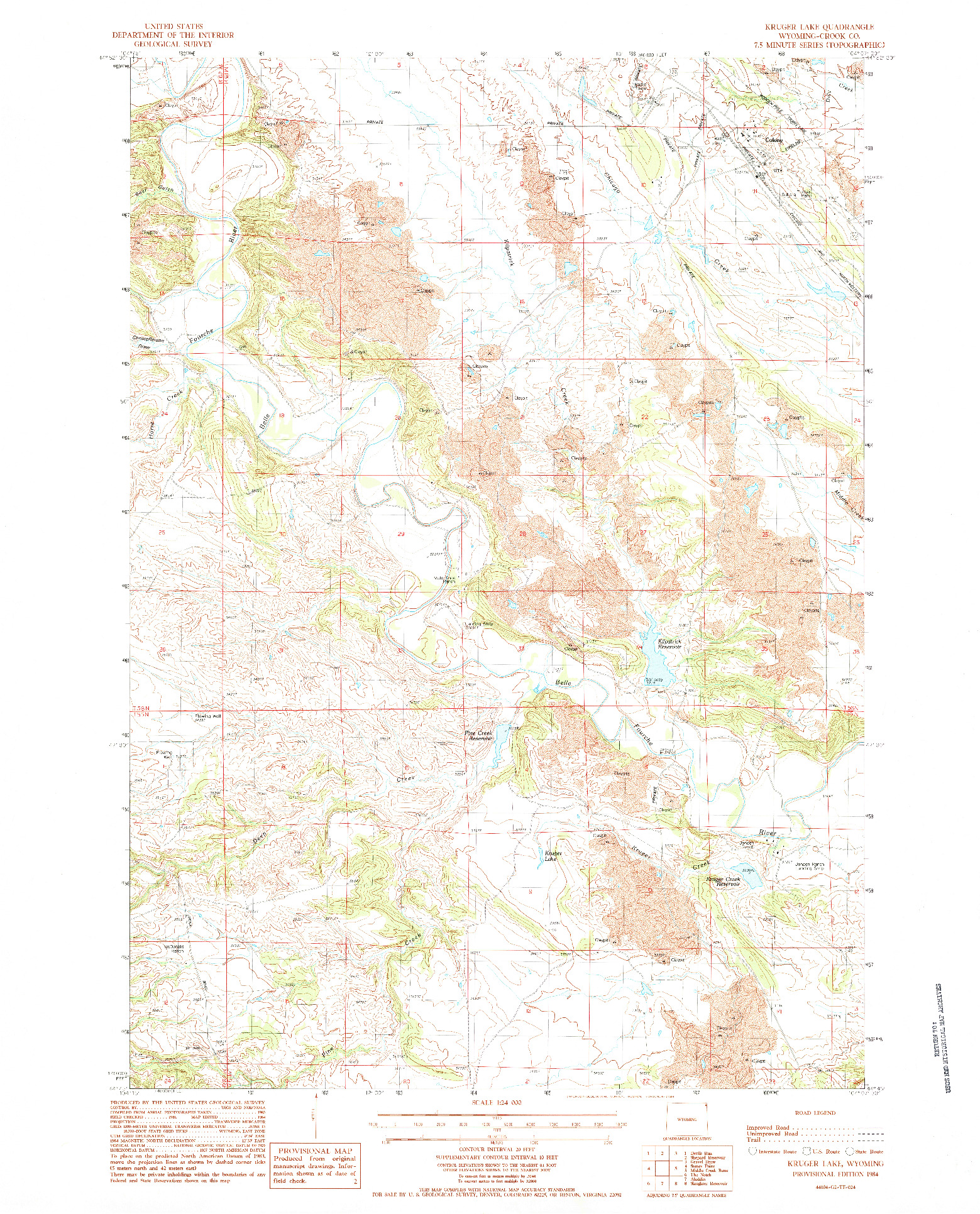 USGS 1:24000-SCALE QUADRANGLE FOR KRUGER LAKE, WY 1984