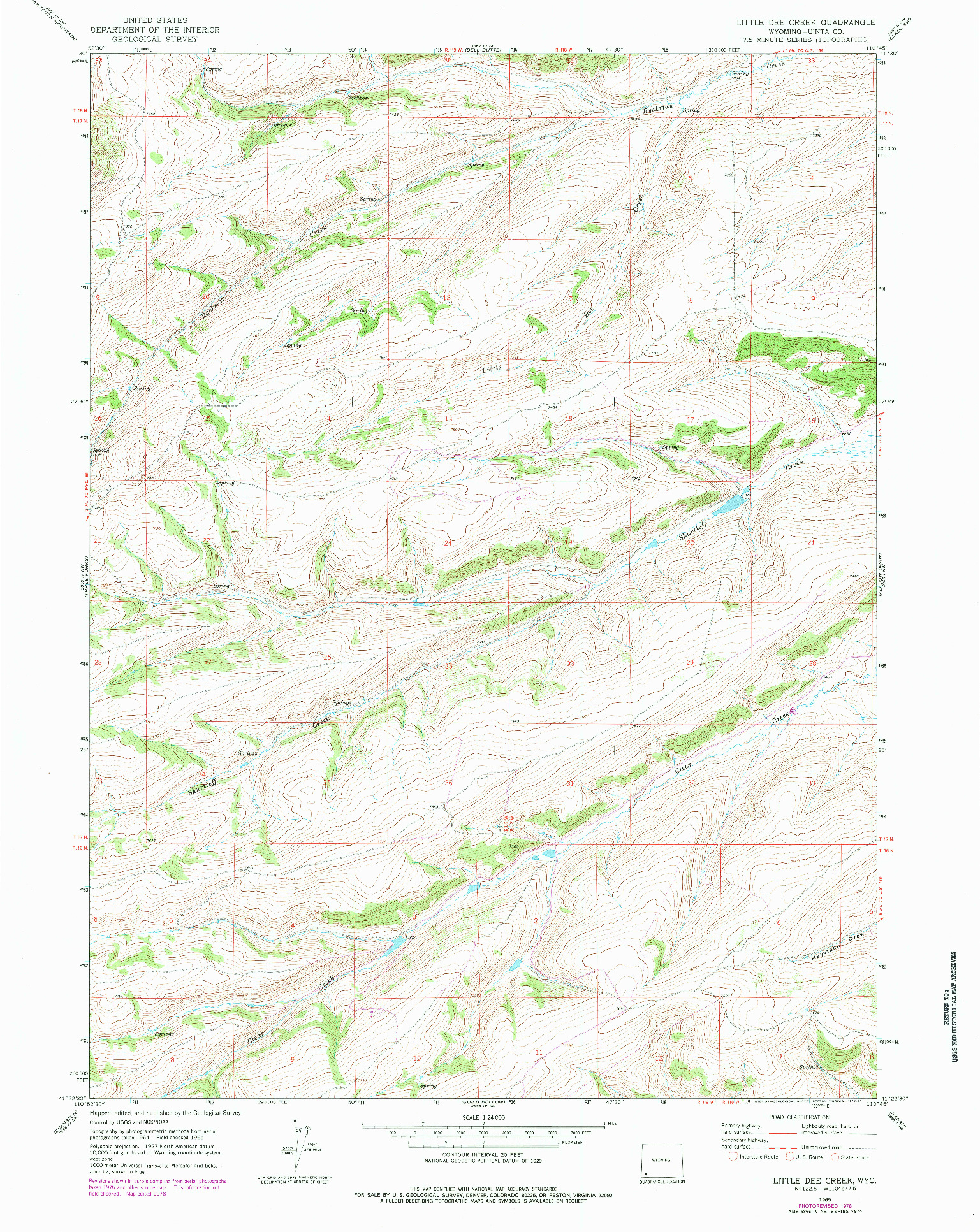 USGS 1:24000-SCALE QUADRANGLE FOR LITTLE DEE CREEK, WY 1965