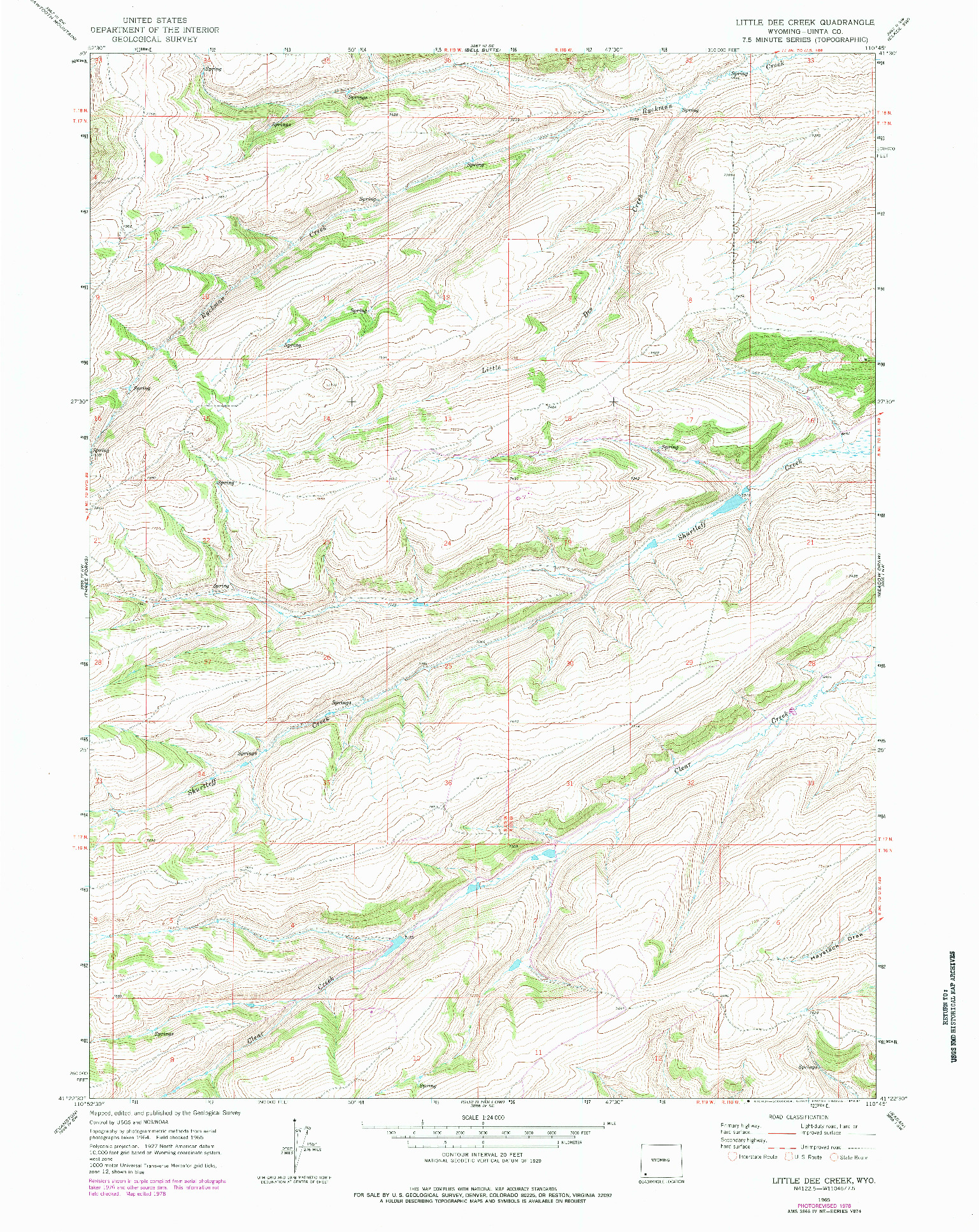 USGS 1:24000-SCALE QUADRANGLE FOR LITTLE DEE CREEK, WY 1965