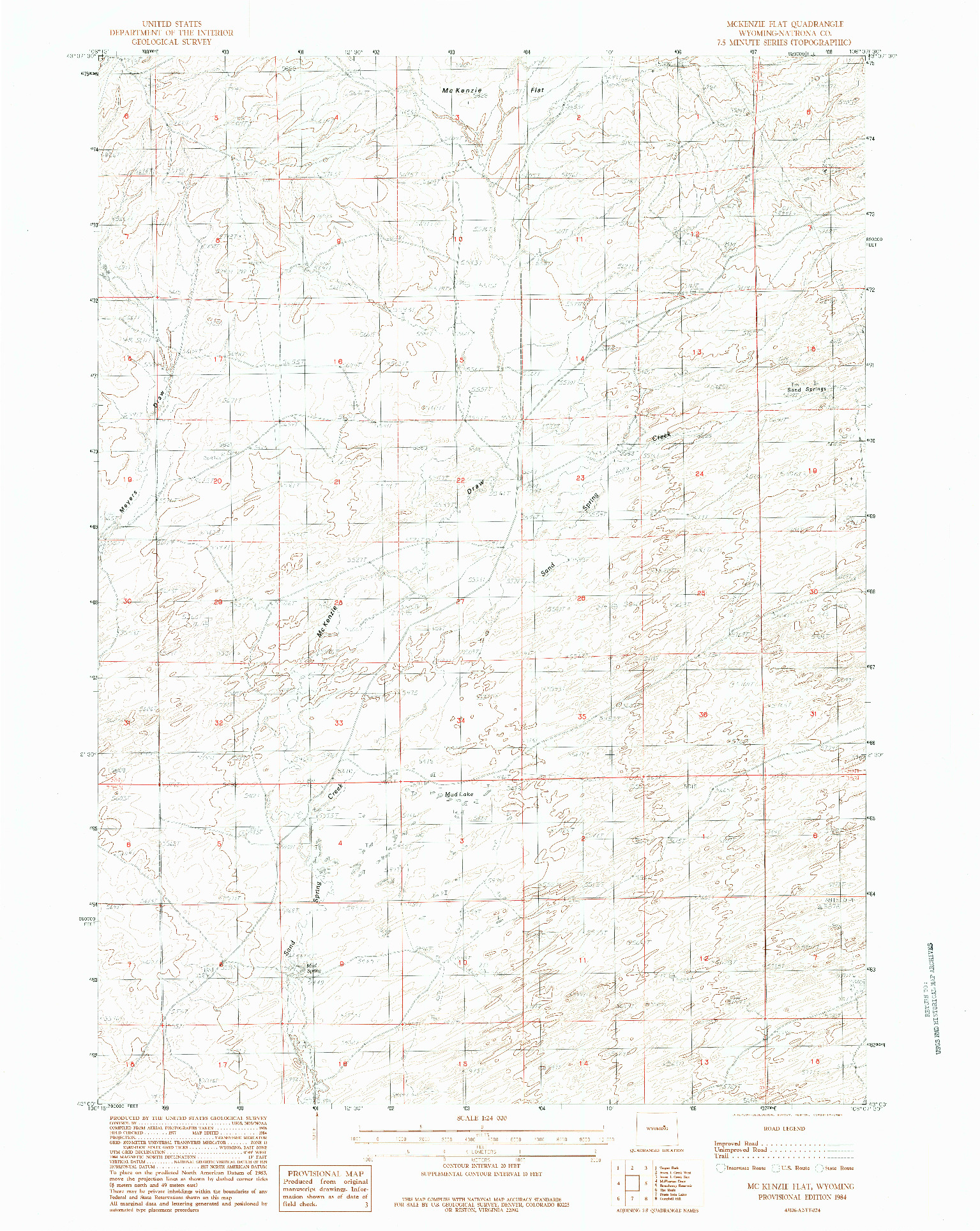 USGS 1:24000-SCALE QUADRANGLE FOR MC KENZIE FLAT, WY 1984
