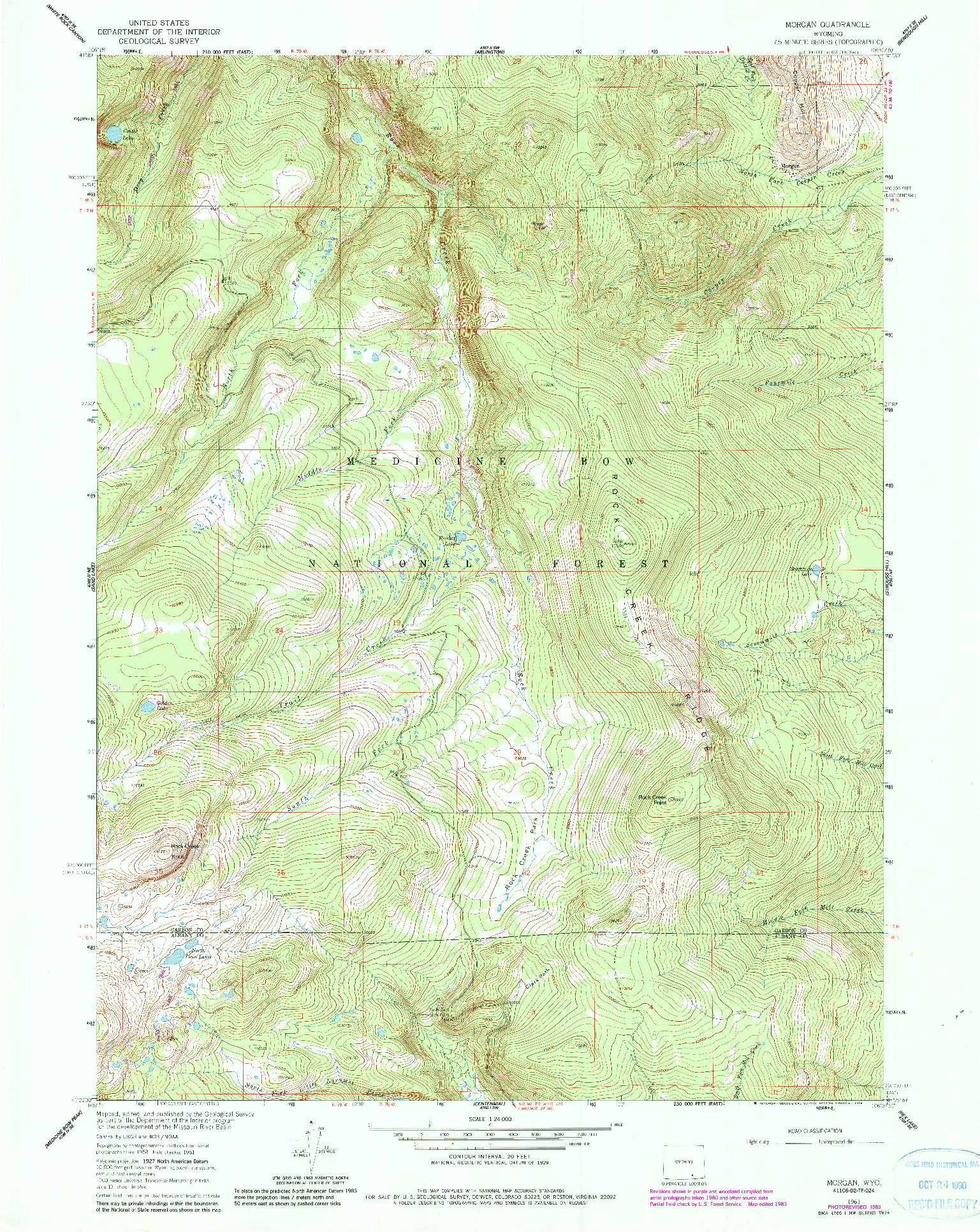 USGS 1:24000-SCALE QUADRANGLE FOR MORGAN, WY 1961