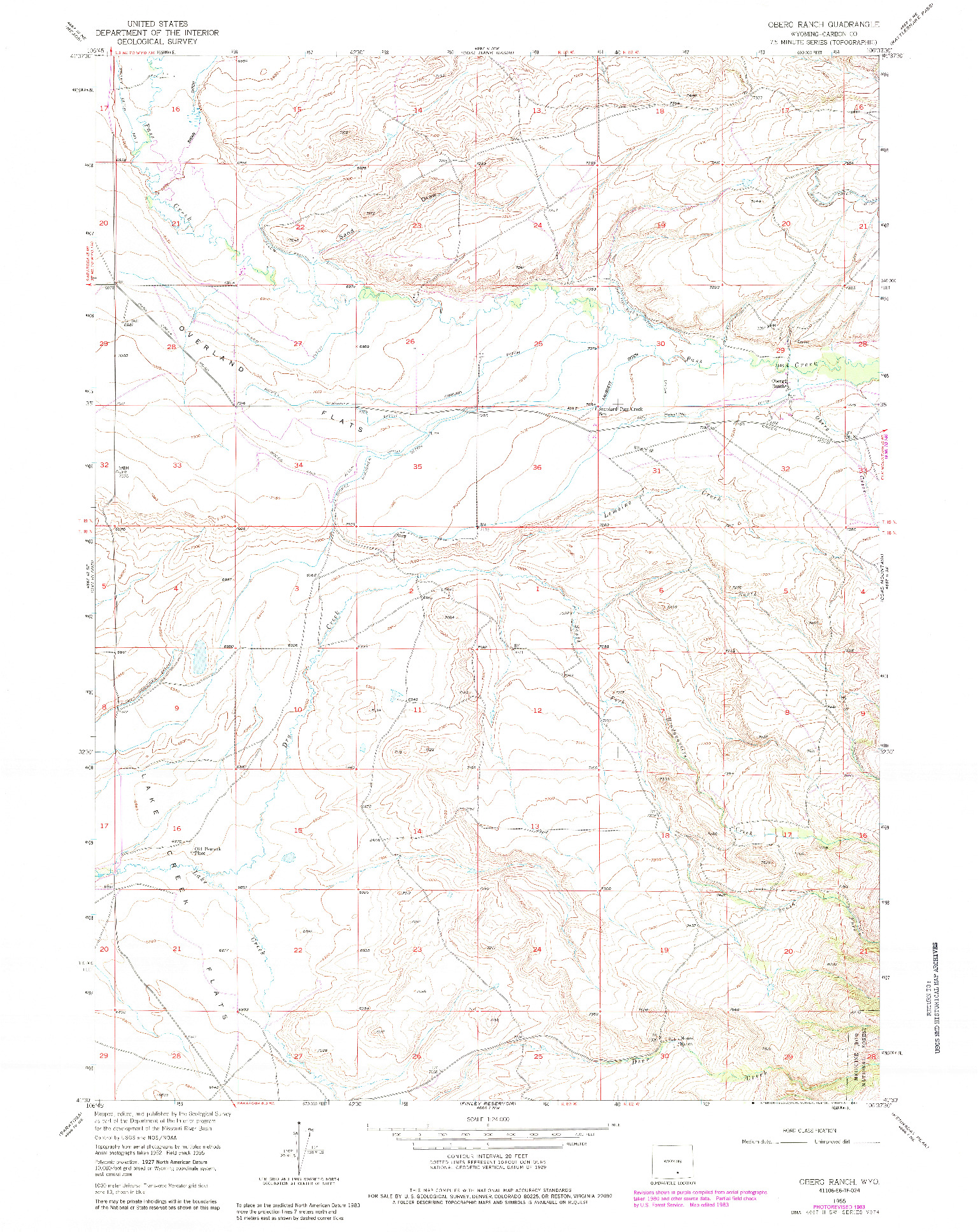 USGS 1:24000-SCALE QUADRANGLE FOR OBERG RANCH, WY 1955