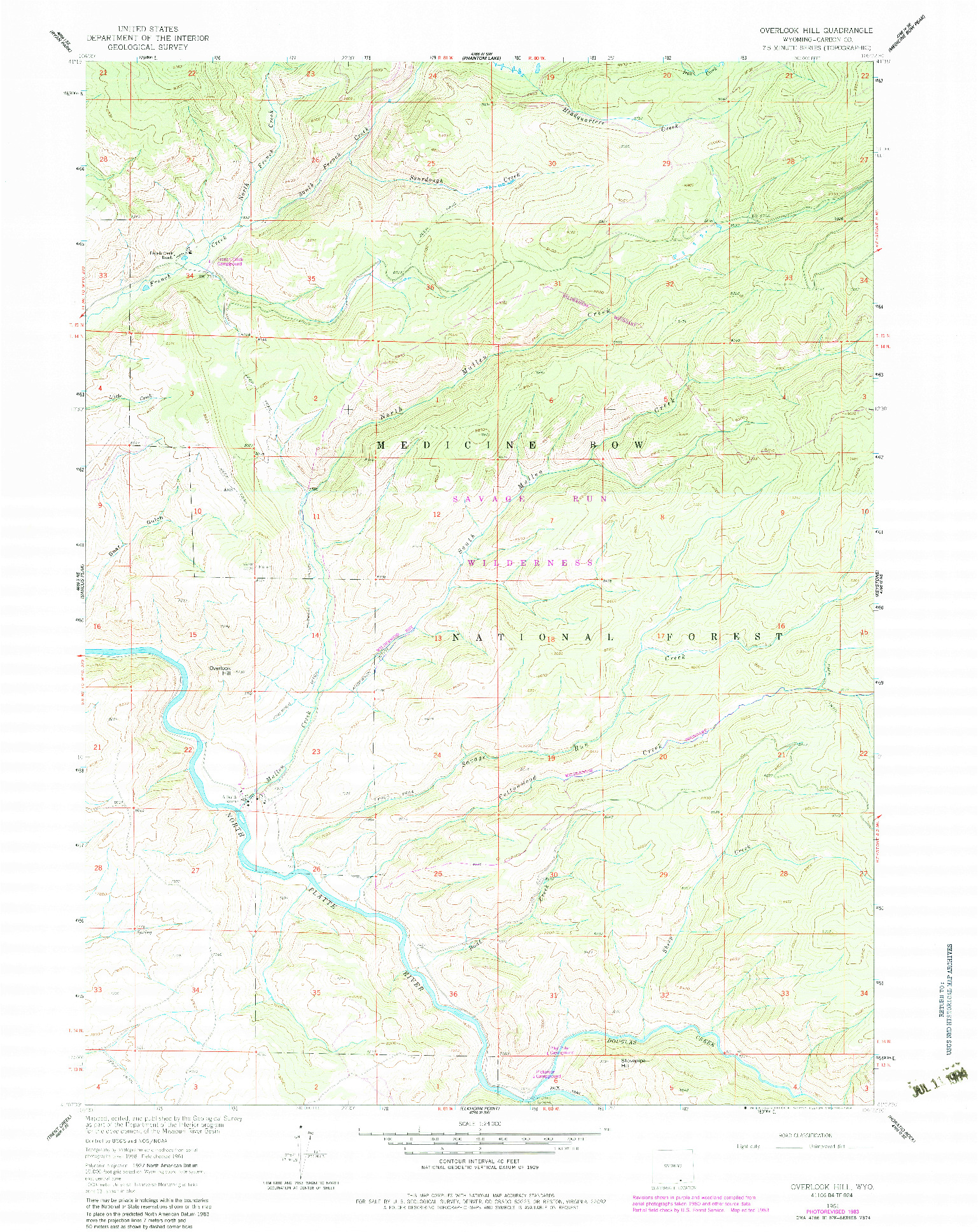 USGS 1:24000-SCALE QUADRANGLE FOR OVERLOOK HILL, WY 1961