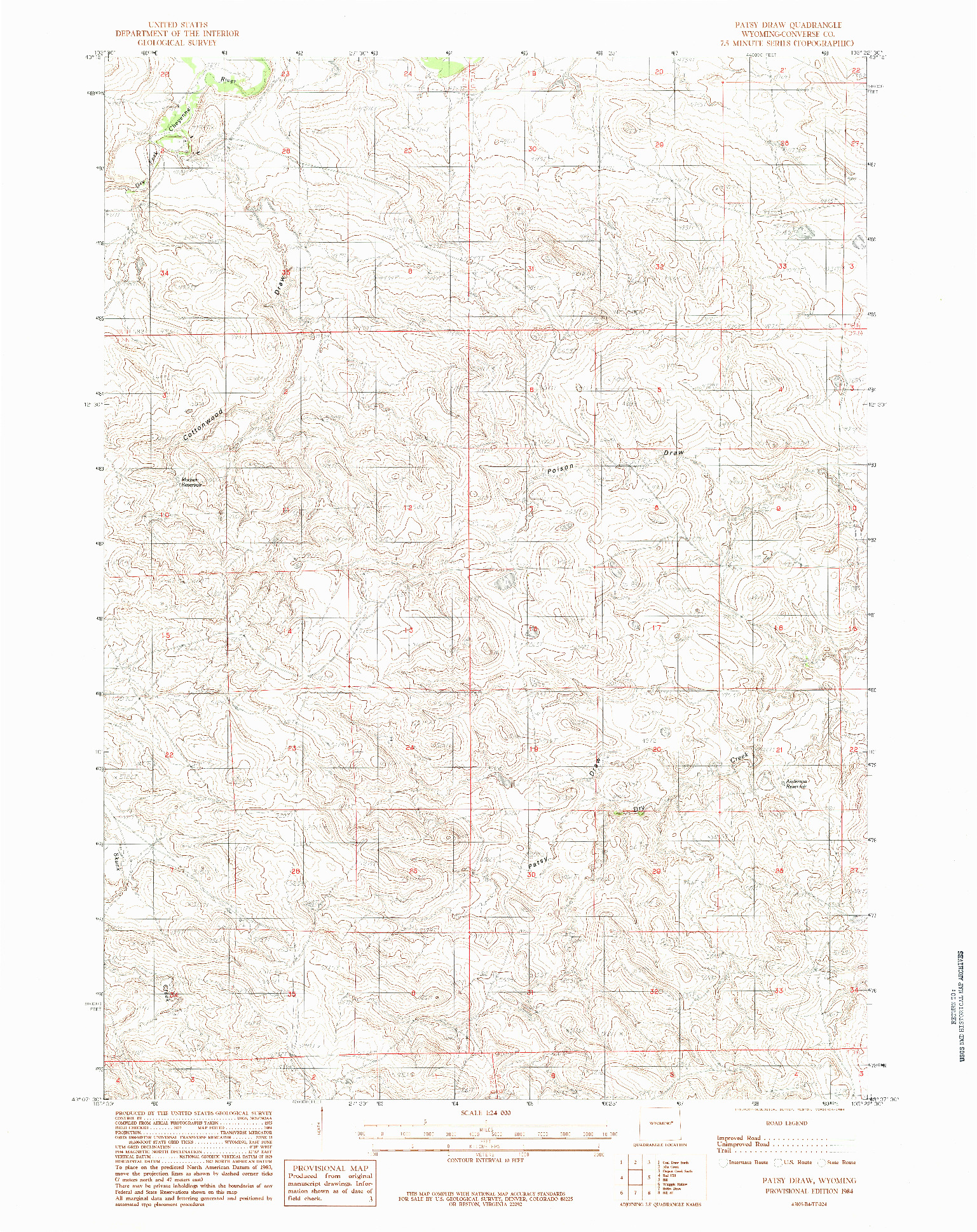 USGS 1:24000-SCALE QUADRANGLE FOR PATSY DRAW, WY 1984