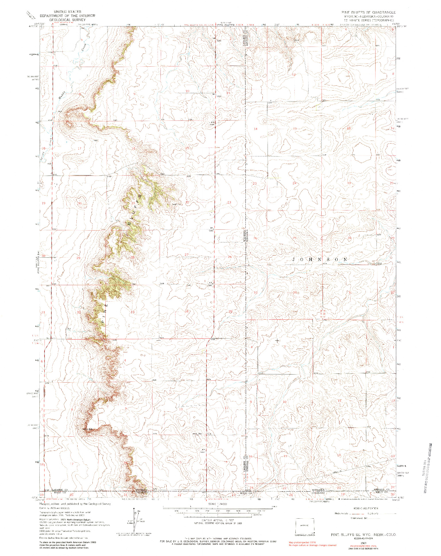 USGS 1:24000-SCALE QUADRANGLE FOR PINE BLUFFS SE, WY 1963