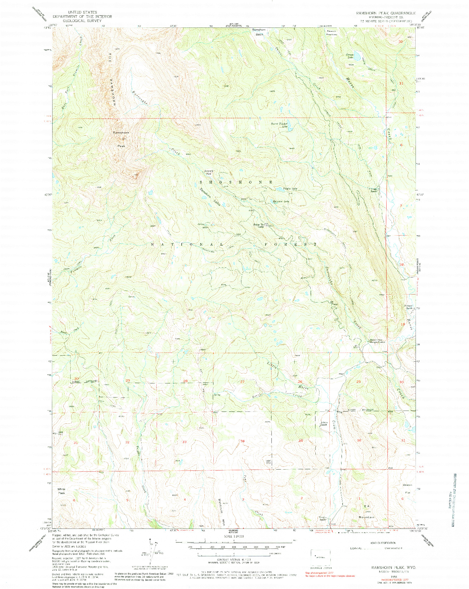USGS 1:24000-SCALE QUADRANGLE FOR RAMSHORN PEAK, WY 1956