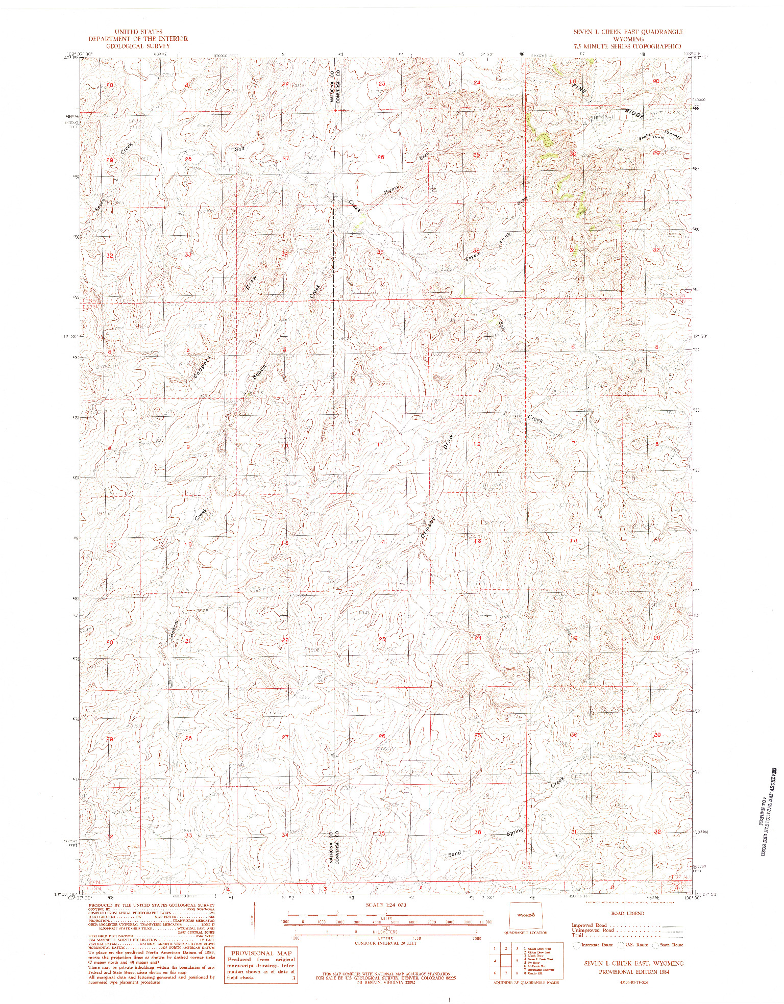 USGS 1:24000-SCALE QUADRANGLE FOR SEVEN L CREEK EAST, WY 1984