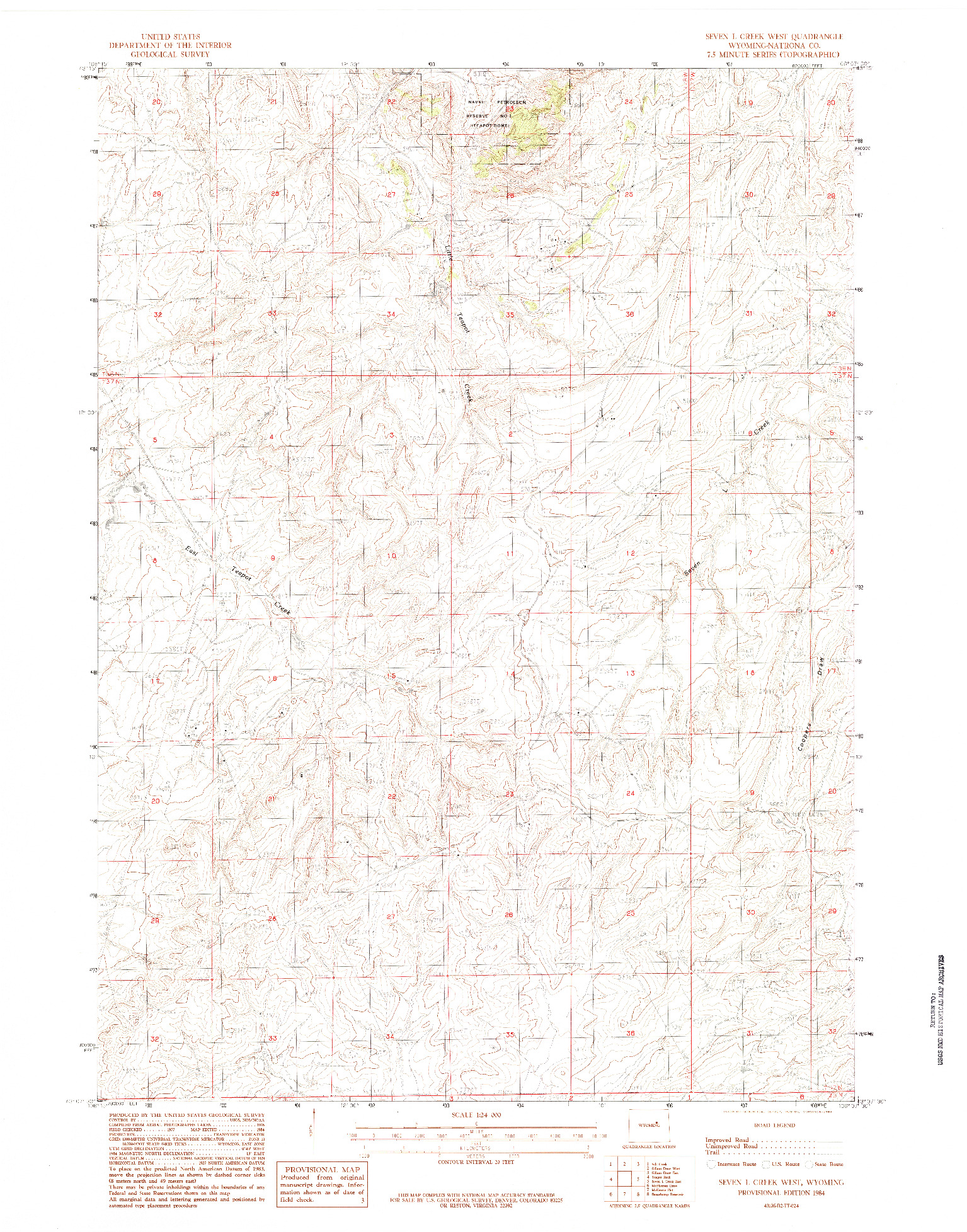 USGS 1:24000-SCALE QUADRANGLE FOR SEVEN L CREEK WEST, WY 1984