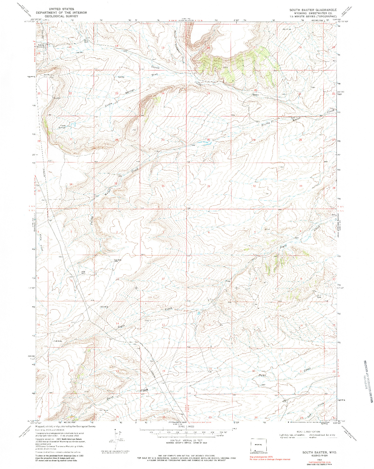 USGS 1:24000-SCALE QUADRANGLE FOR SOUTH BAXTER, WY 1968