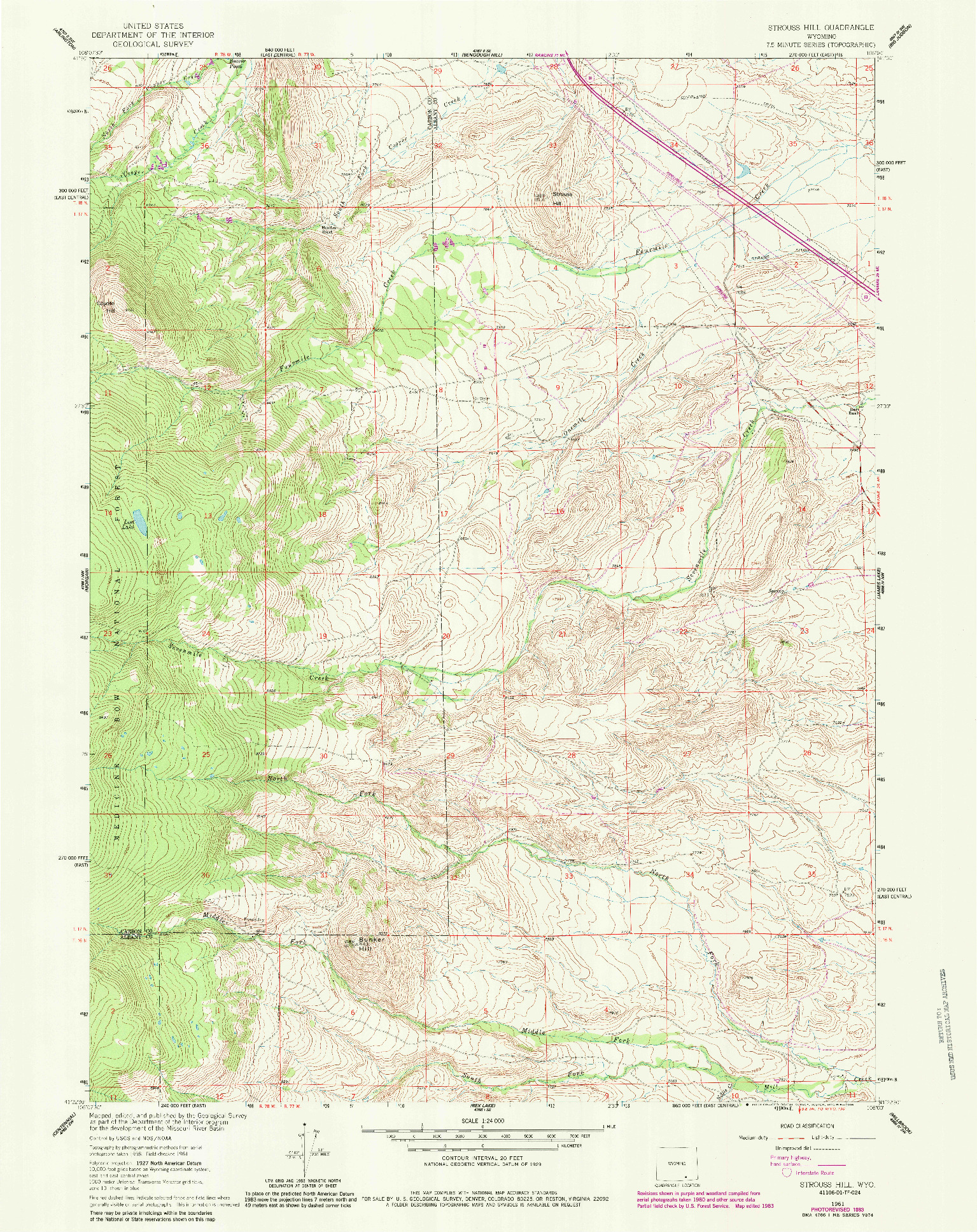 USGS 1:24000-SCALE QUADRANGLE FOR STROUSS HILL, WY 1961