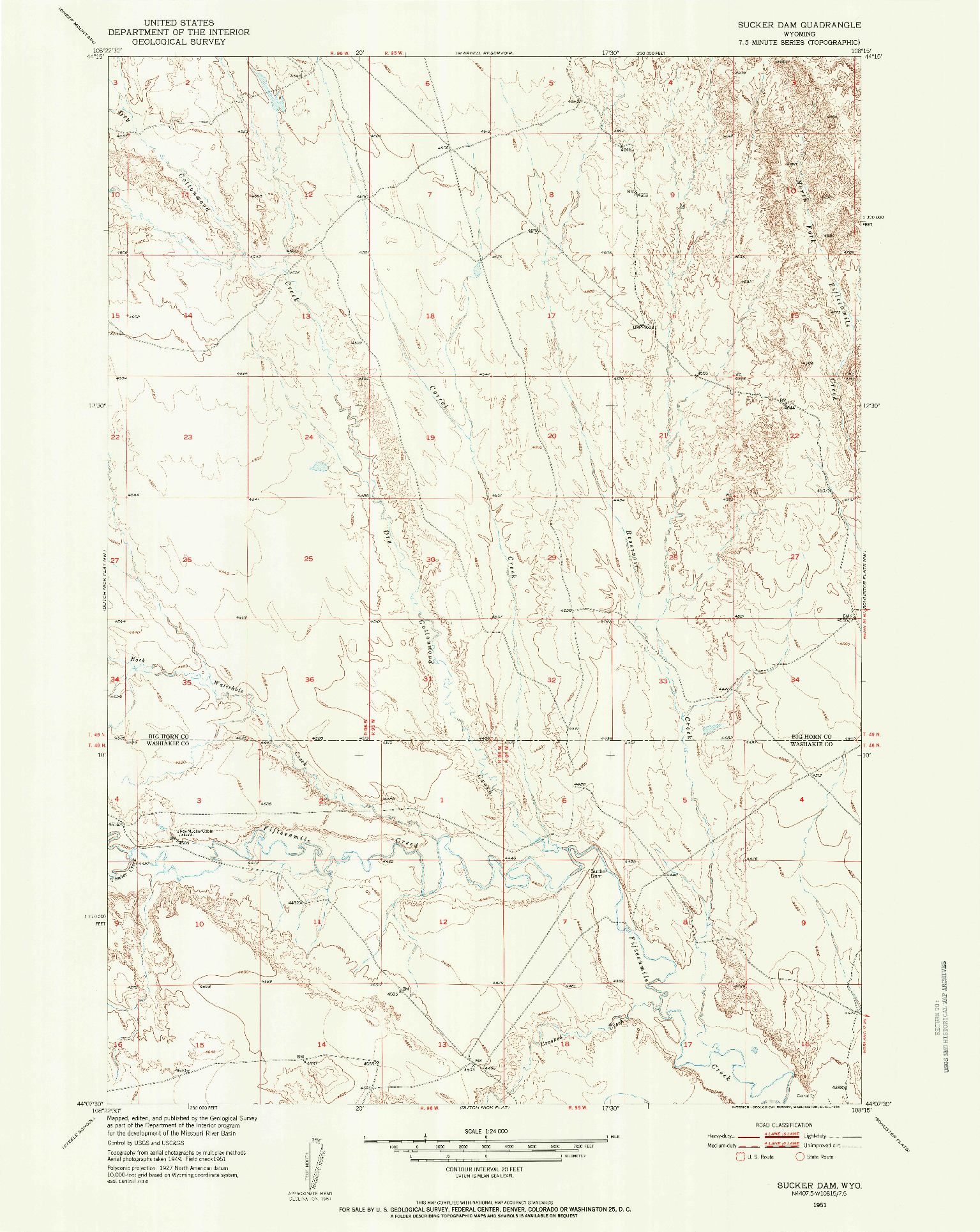 USGS 1:24000-SCALE QUADRANGLE FOR SUCKER DAM, WY 1951