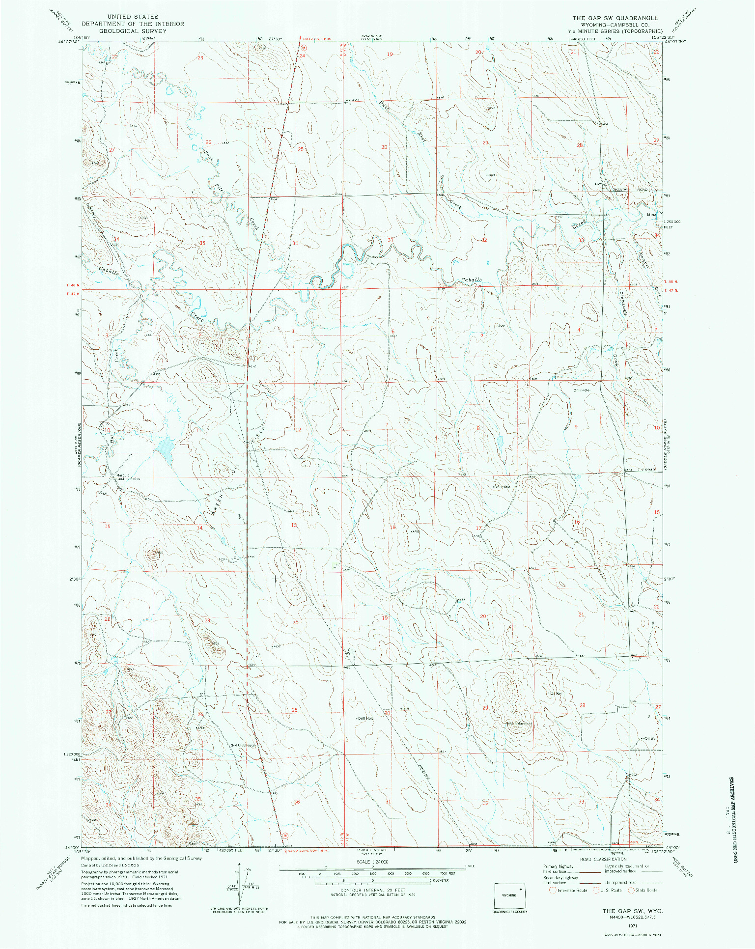 USGS 1:24000-SCALE QUADRANGLE FOR THE GAP SW, WY 1971