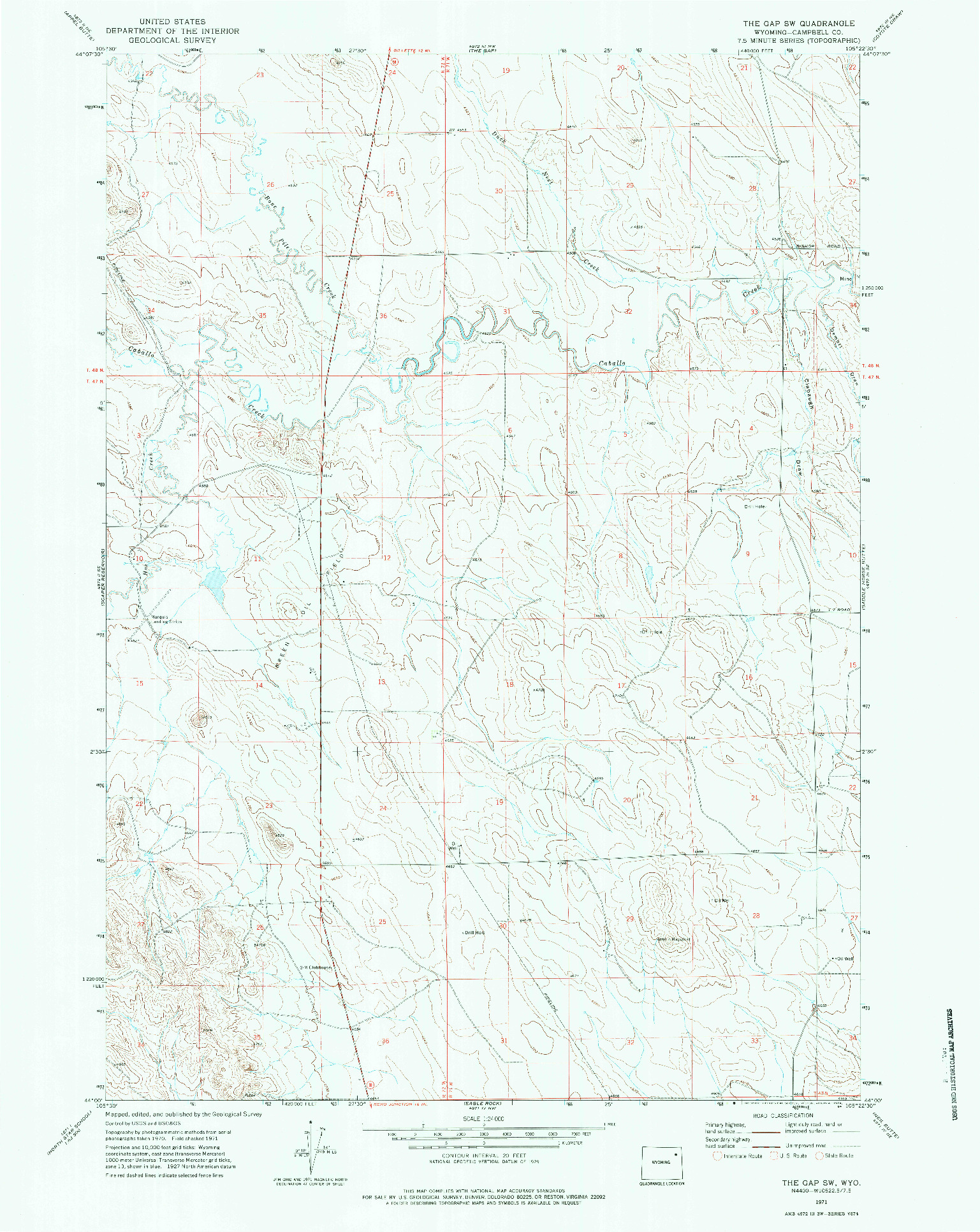 USGS 1:24000-SCALE QUADRANGLE FOR THE GAP SW, WY 1971
