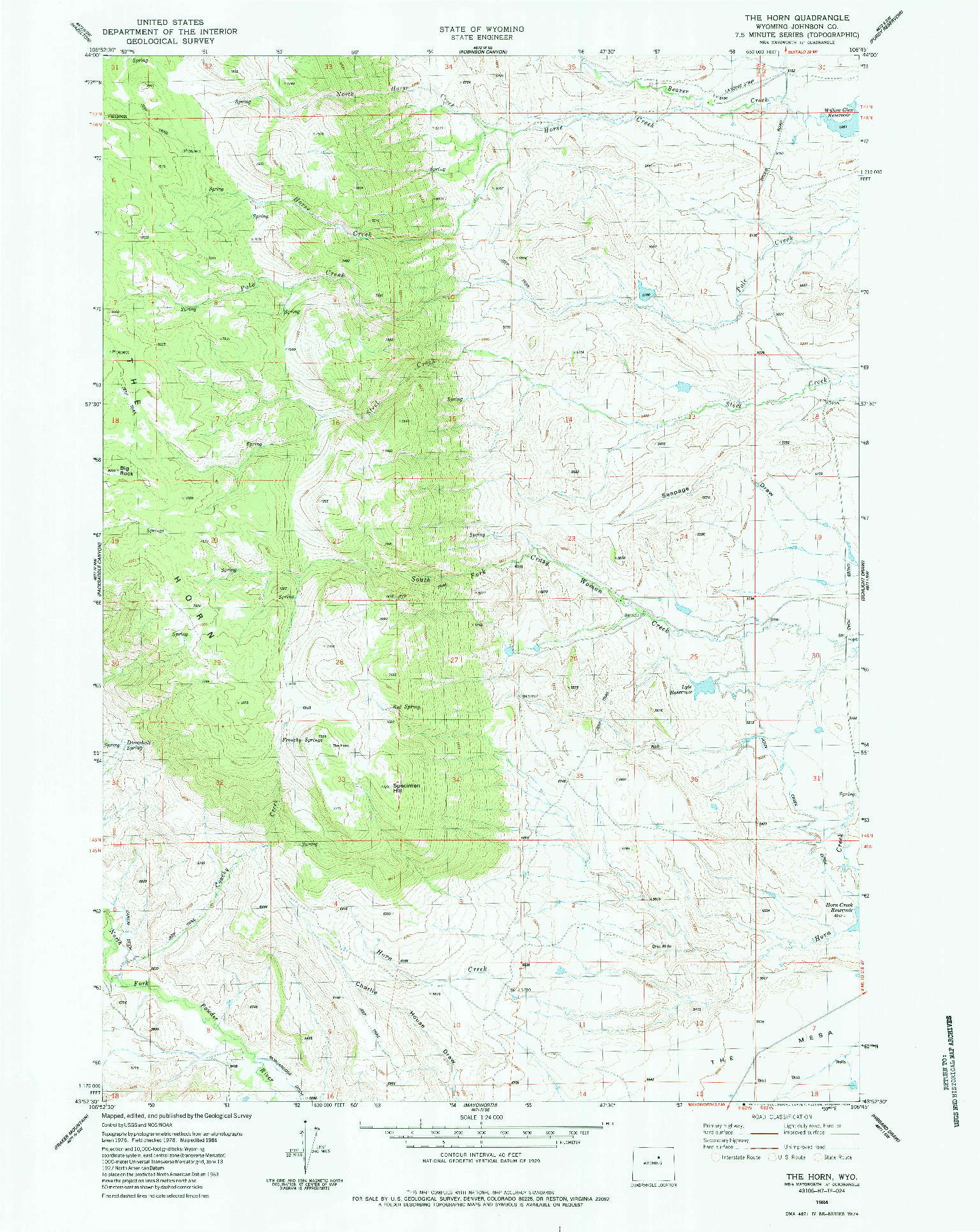 USGS 1:24000-SCALE QUADRANGLE FOR THE HORN, WY 1984