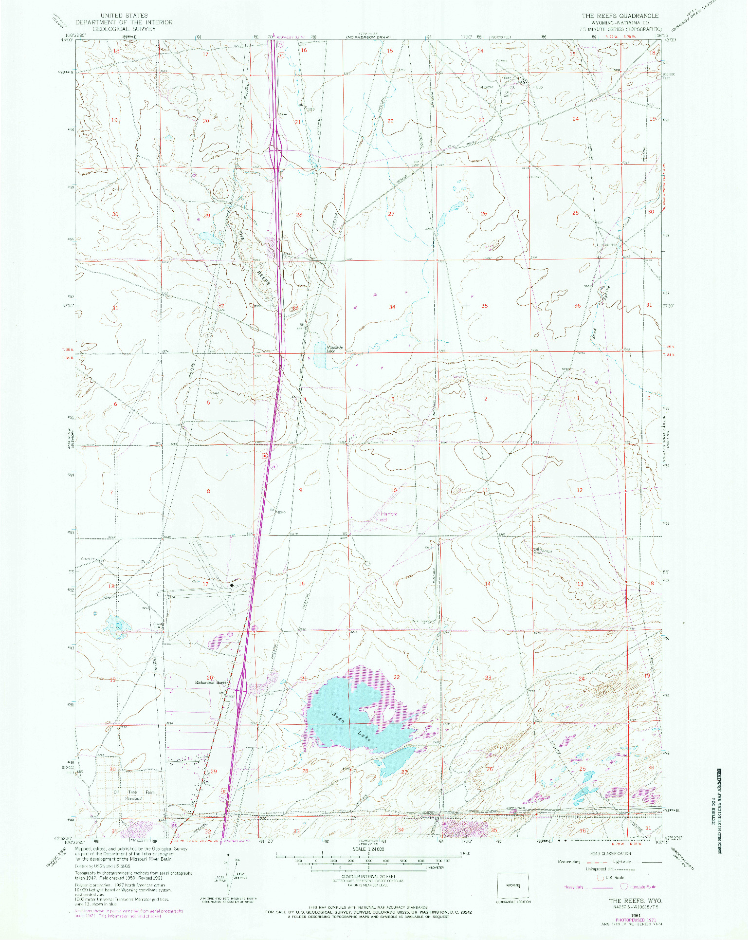 USGS 1:24000-SCALE QUADRANGLE FOR THE REEFS, WY 1961
