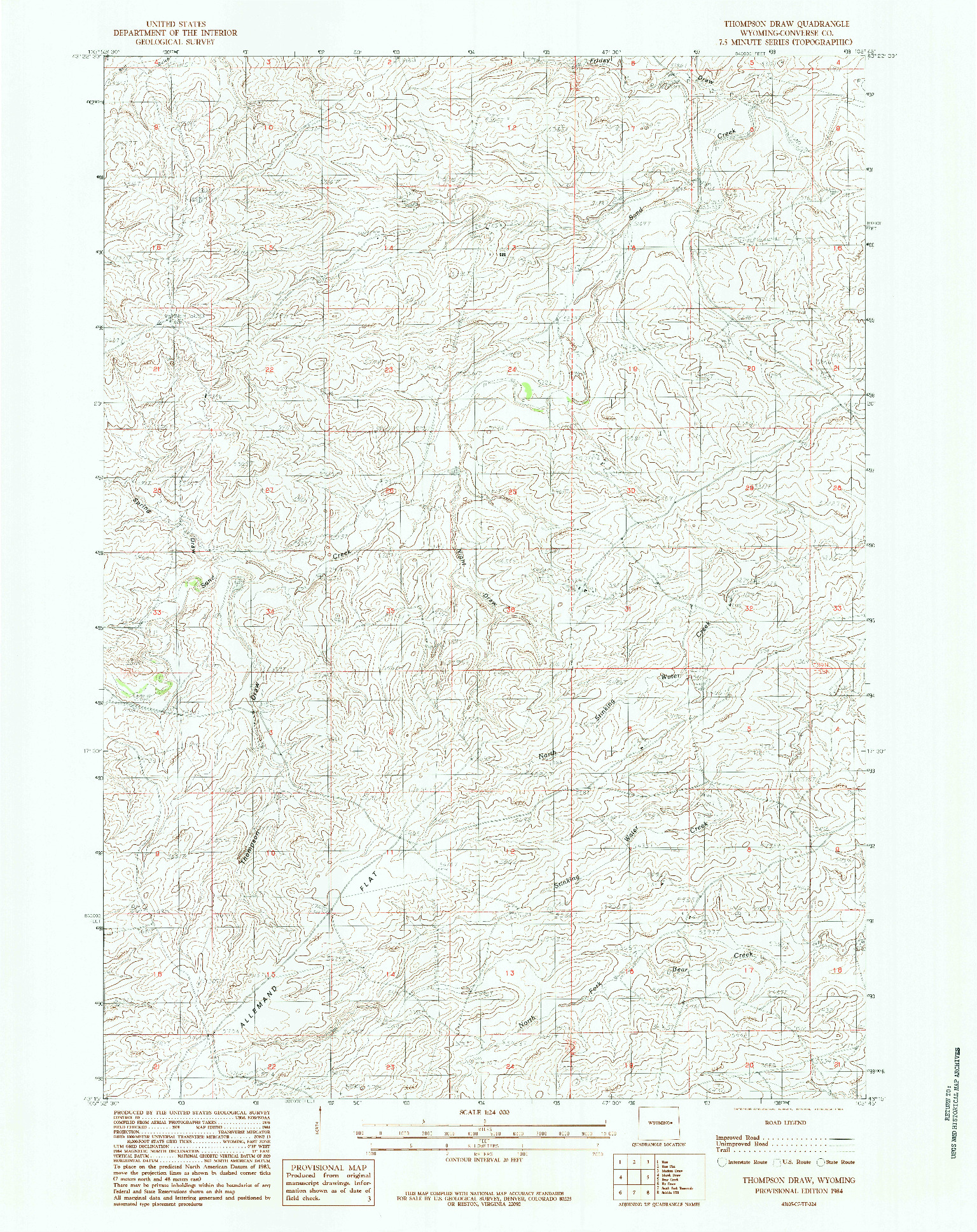 USGS 1:24000-SCALE QUADRANGLE FOR THOMPSON DRAW, WY 1984