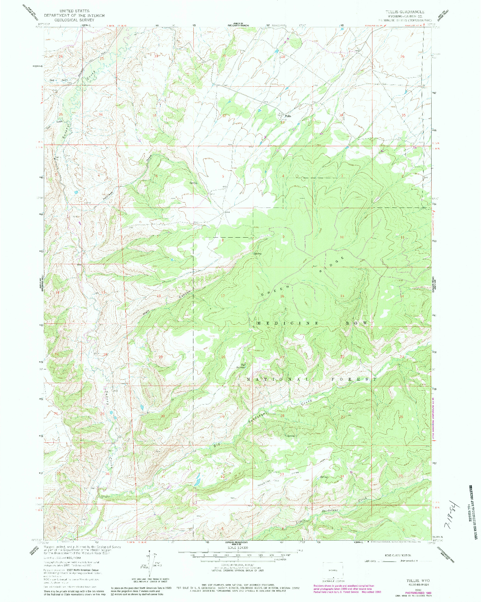 USGS 1:24000-SCALE QUADRANGLE FOR TULLIS, WY 1961