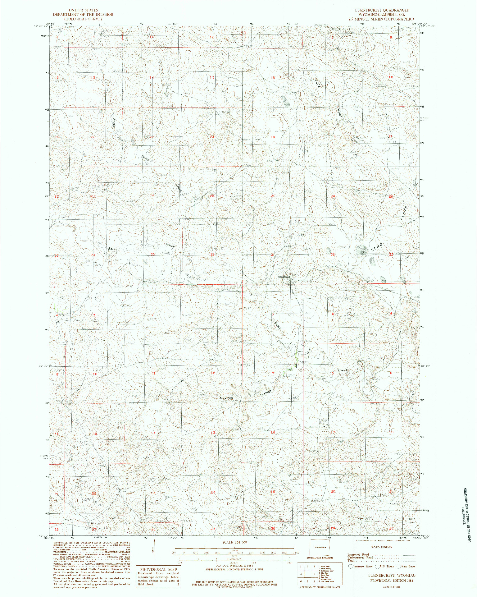 USGS 1:24000-SCALE QUADRANGLE FOR TURNERCREST, WY 1984