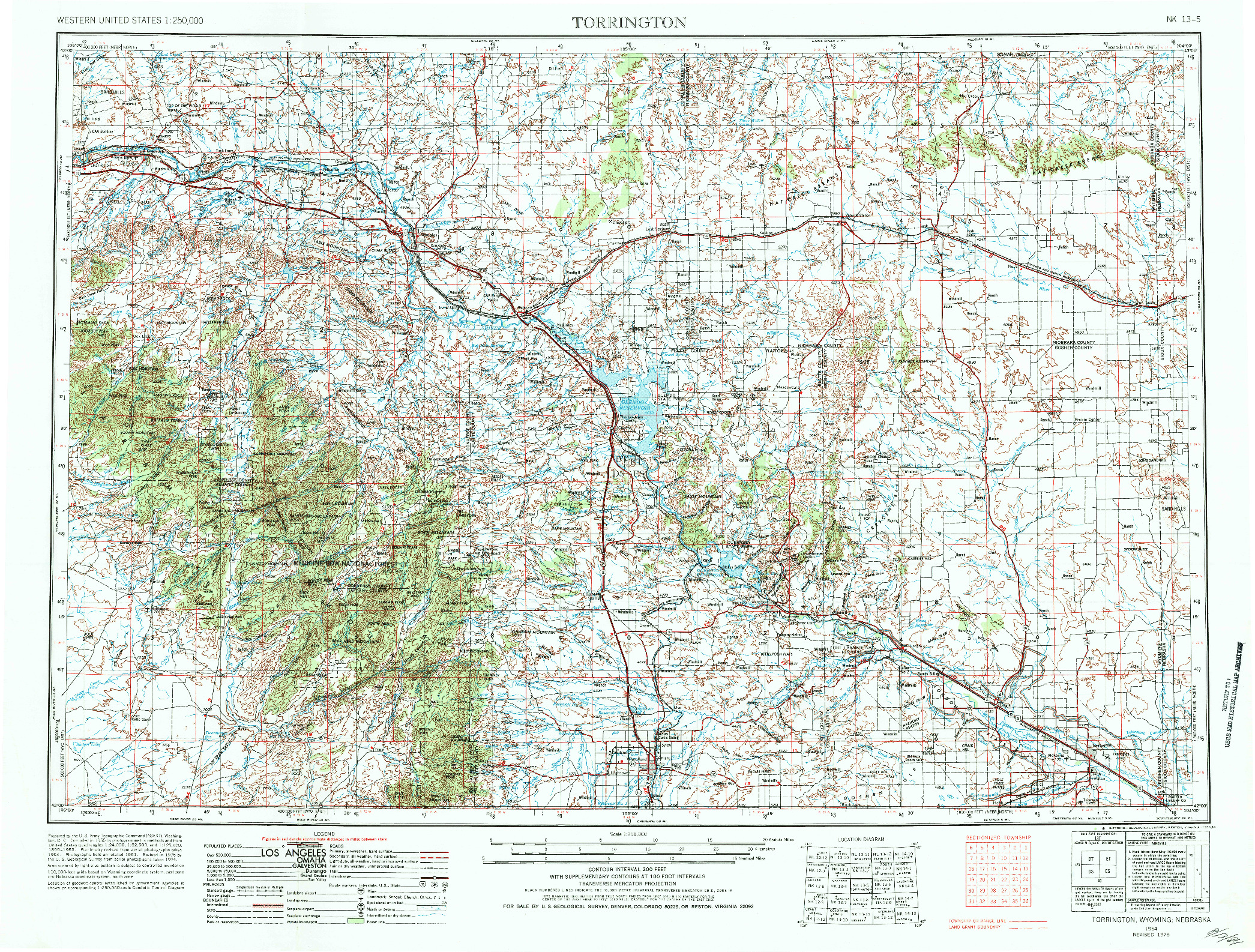 USGS 1:250000-SCALE QUADRANGLE FOR TORRINGTON, WY 1954