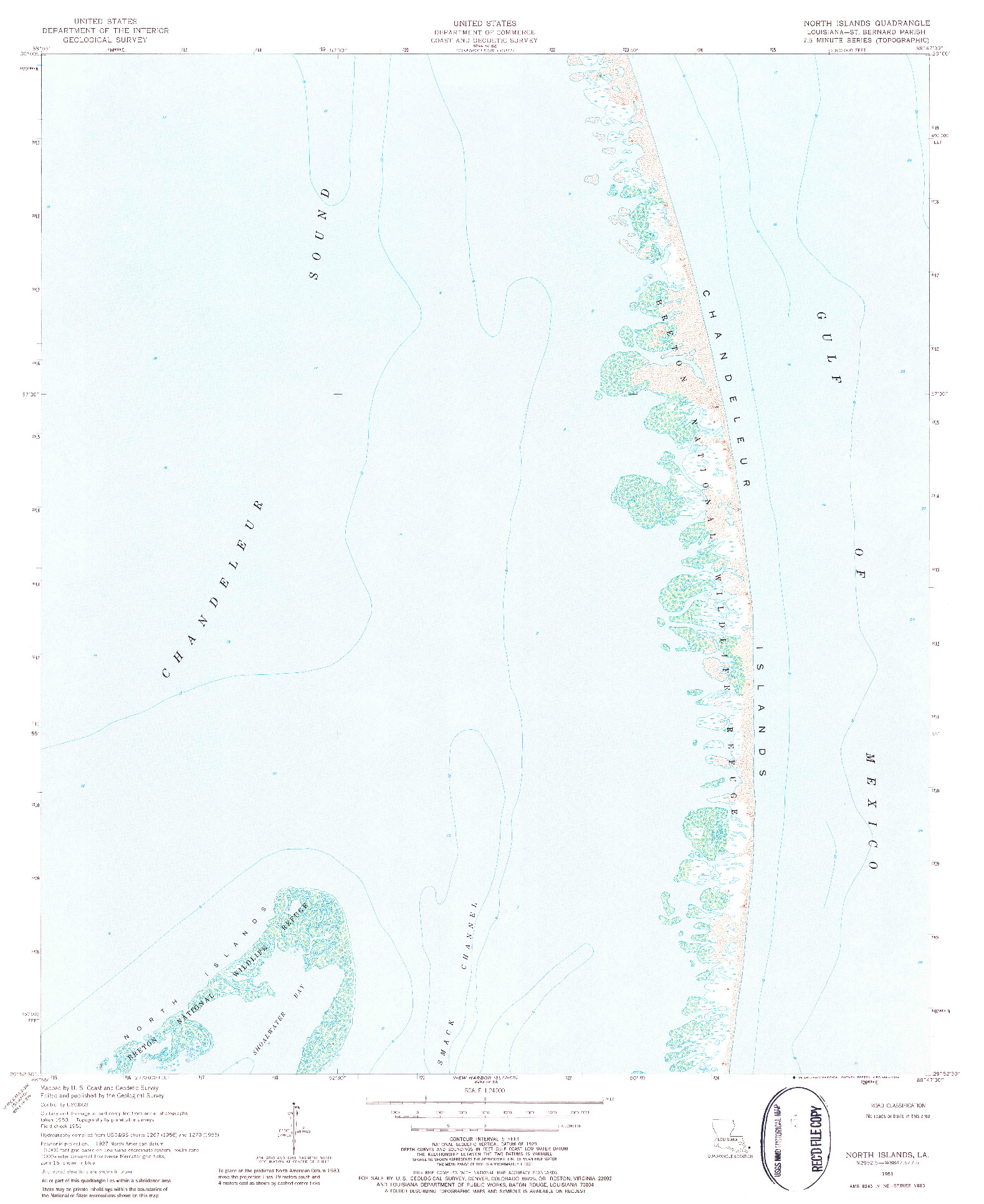 USGS 1:24000-SCALE QUADRANGLE FOR NORTH ISLANDS, LA 1951