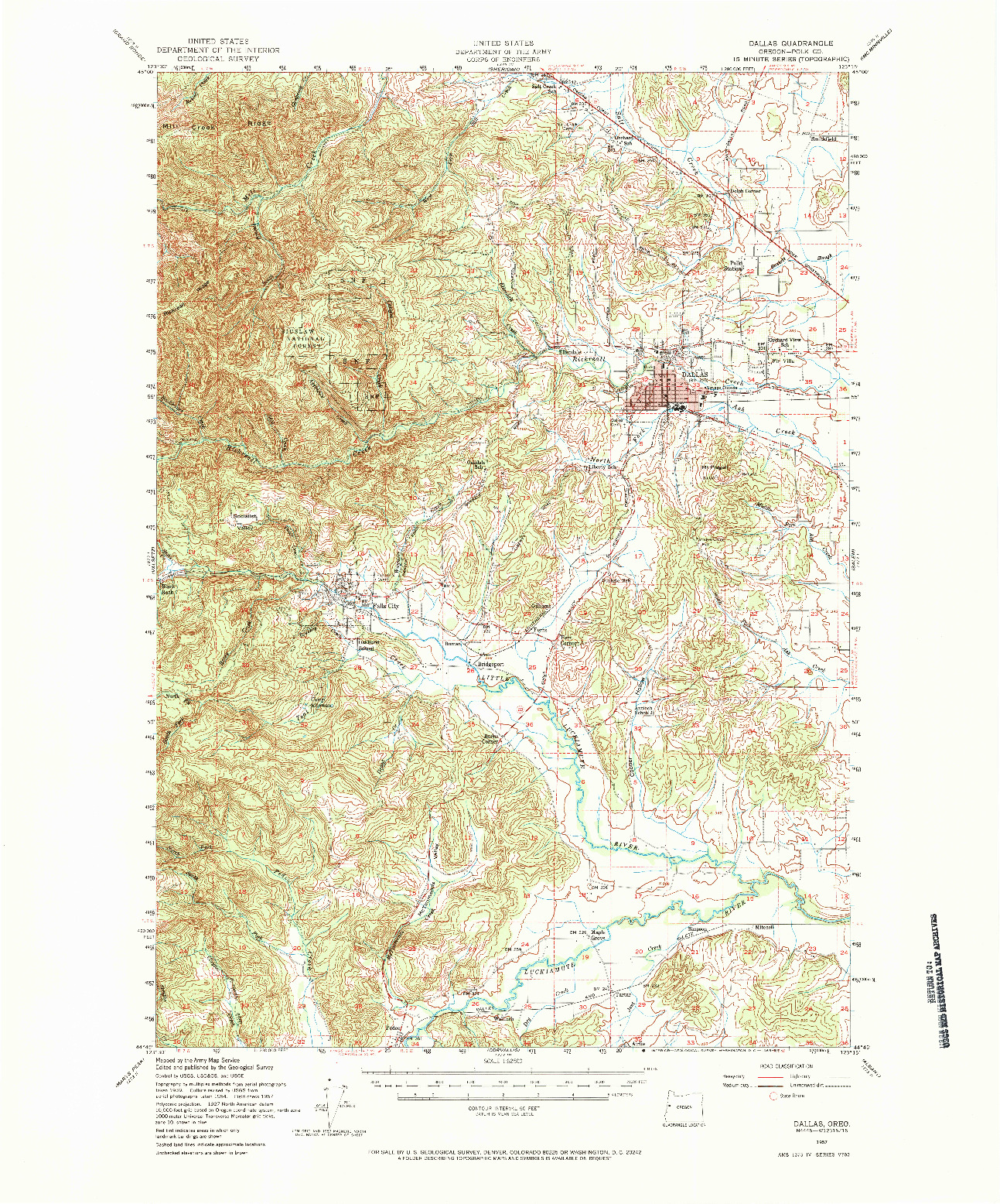 USGS 1:62500-SCALE QUADRANGLE FOR DALLAS, OR 1957