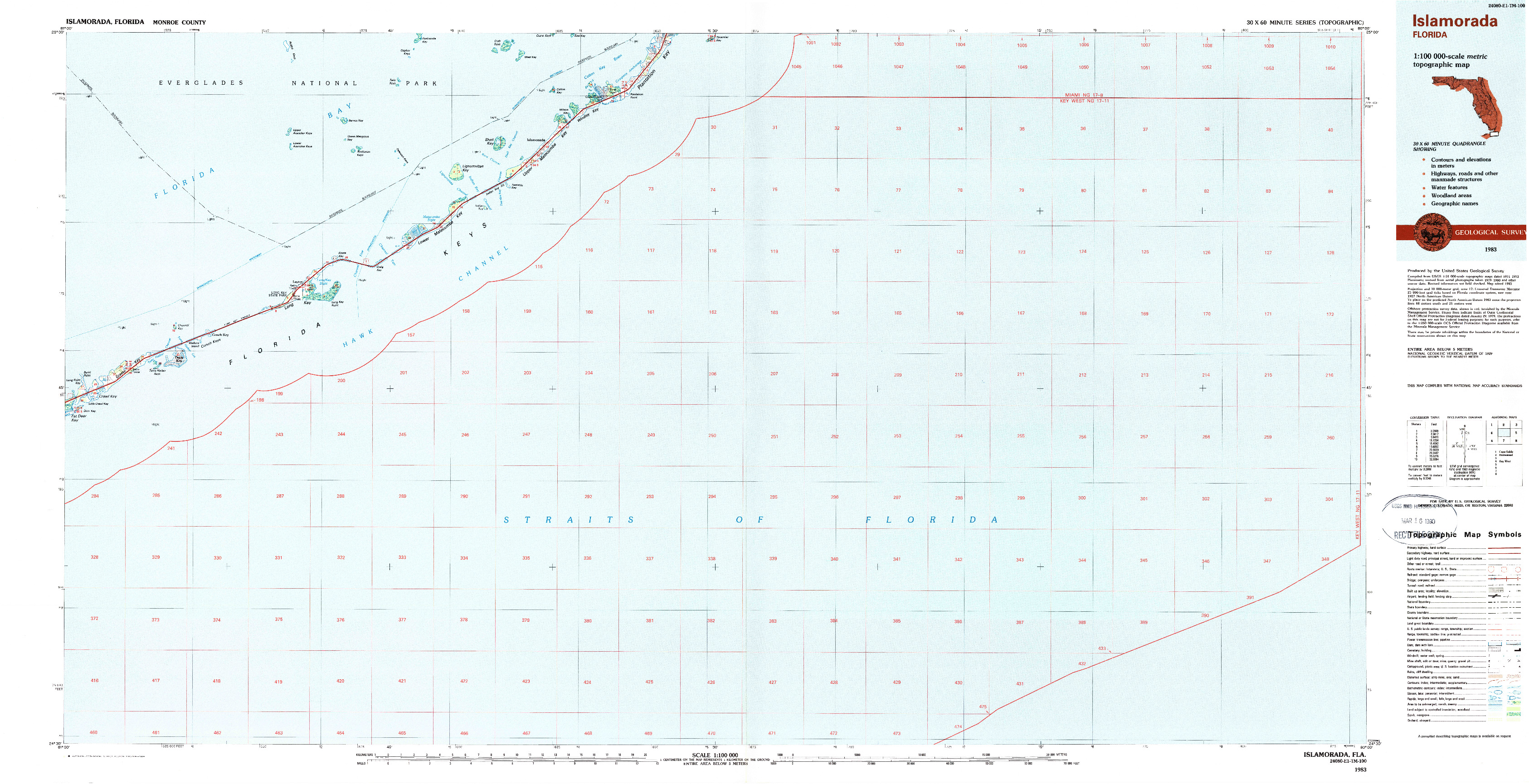 USGS 1:100000-SCALE QUADRANGLE FOR ISLAMORADA, FL 1983