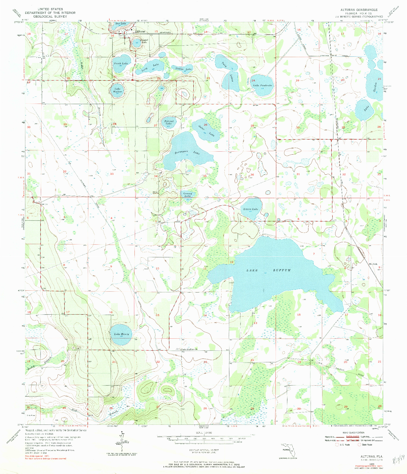USGS 1:24000-SCALE QUADRANGLE FOR ALTURAS, FL 1955