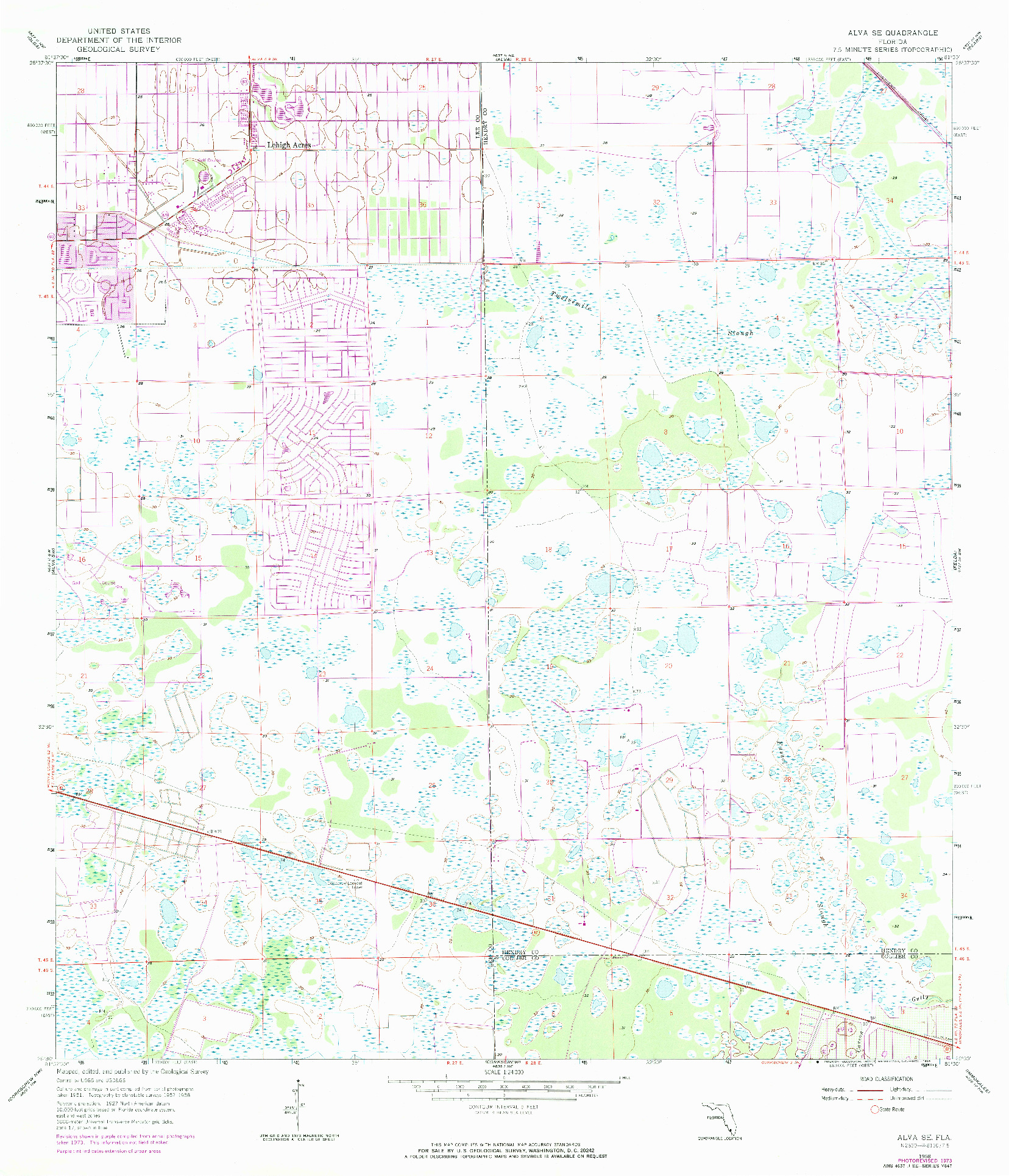 USGS 1:24000-SCALE QUADRANGLE FOR ALVA SE, FL 1958