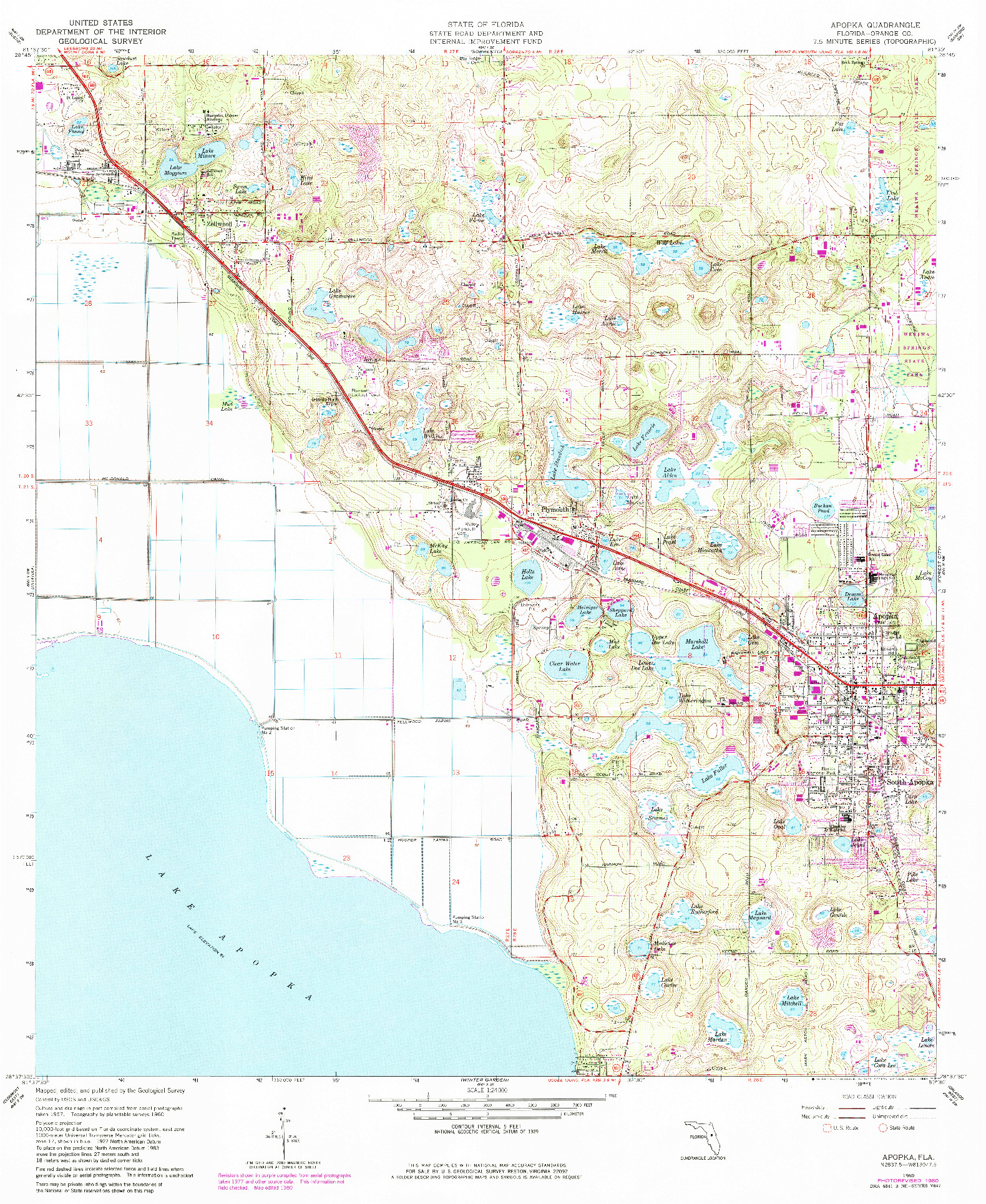 USGS 1:24000-SCALE QUADRANGLE FOR APOPKA, FL 1960
