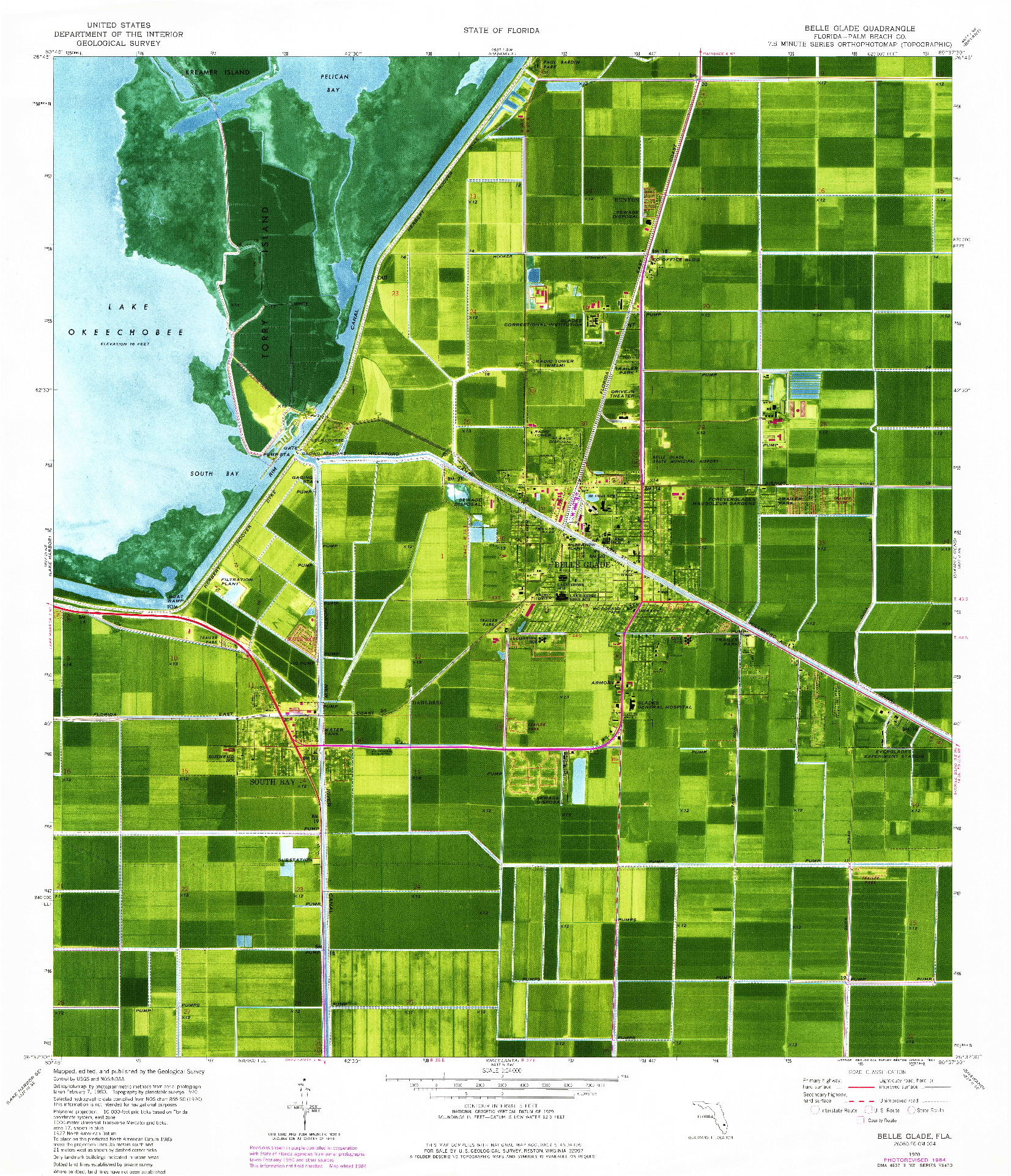 USGS 1:24000-SCALE QUADRANGLE FOR BELLE GLADE, FL 1970