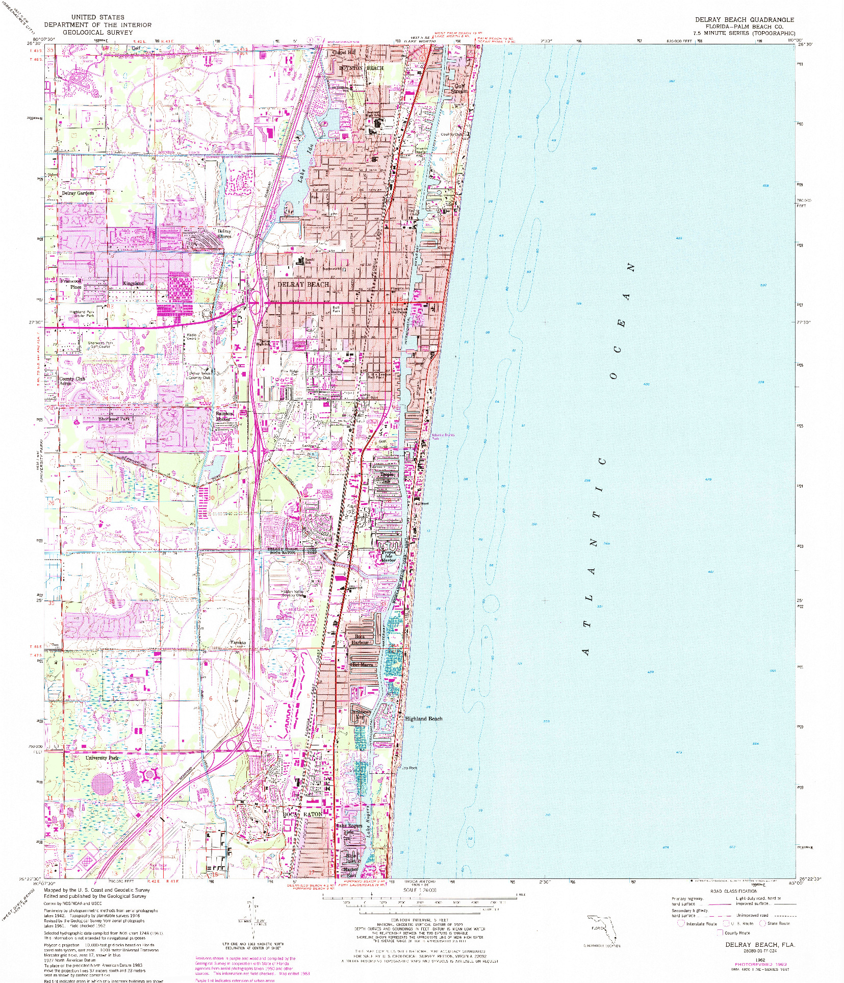 USGS 1:24000-SCALE QUADRANGLE FOR DELRAY BEACH, FL 1962