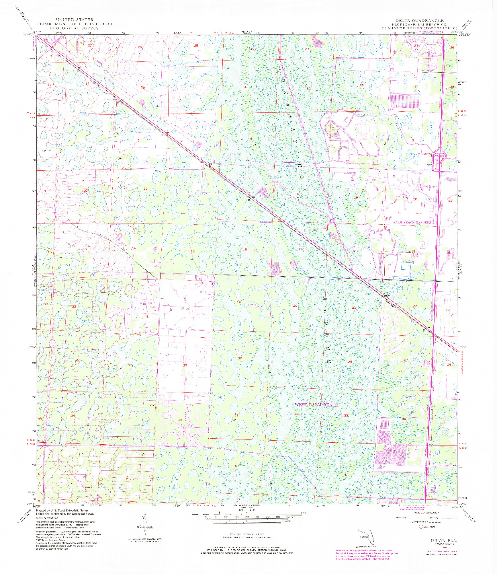 USGS 1:24000-SCALE QUADRANGLE FOR DELTA, FL 1945