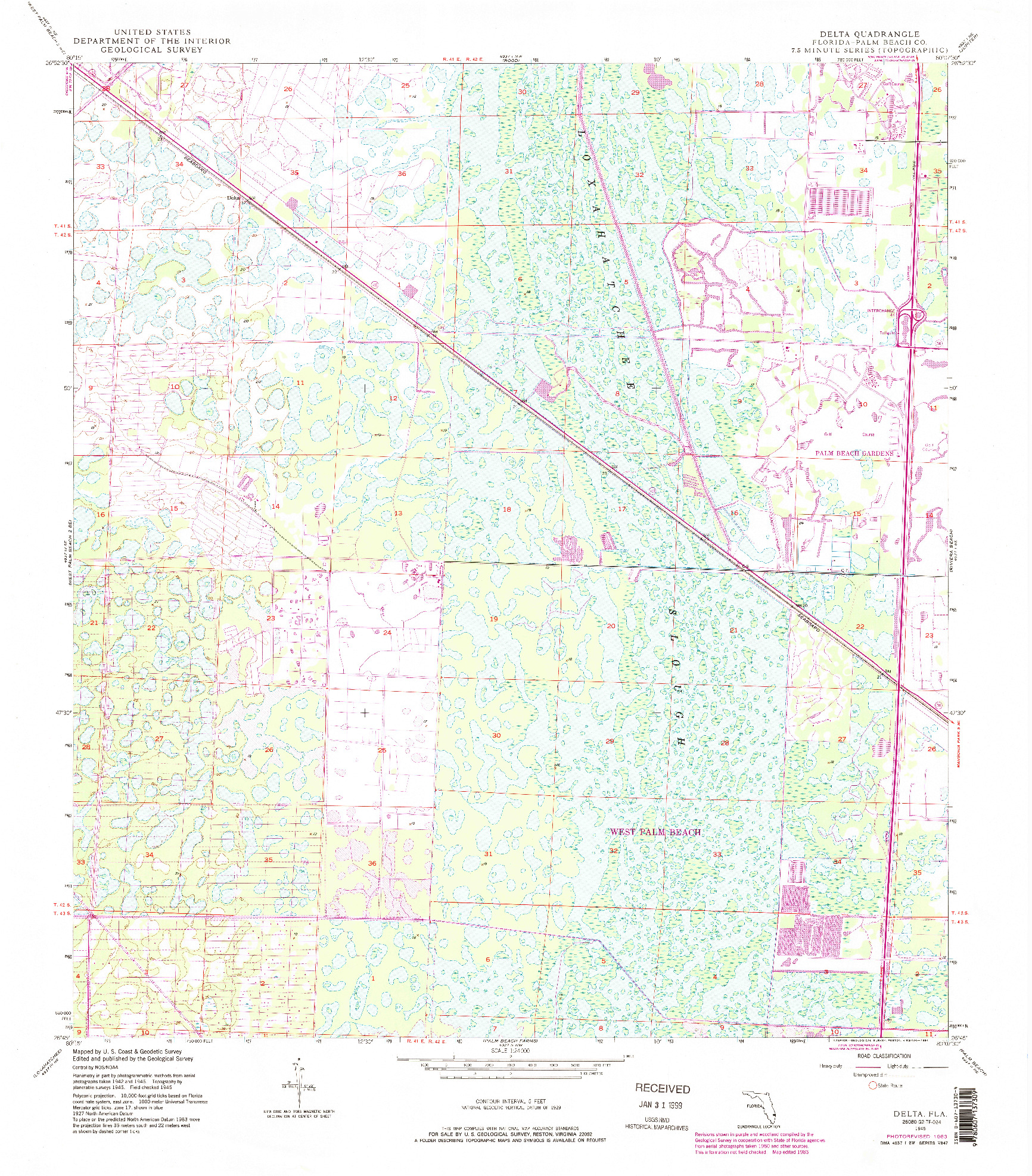 USGS 1:24000-SCALE QUADRANGLE FOR DELTA, FL 1945