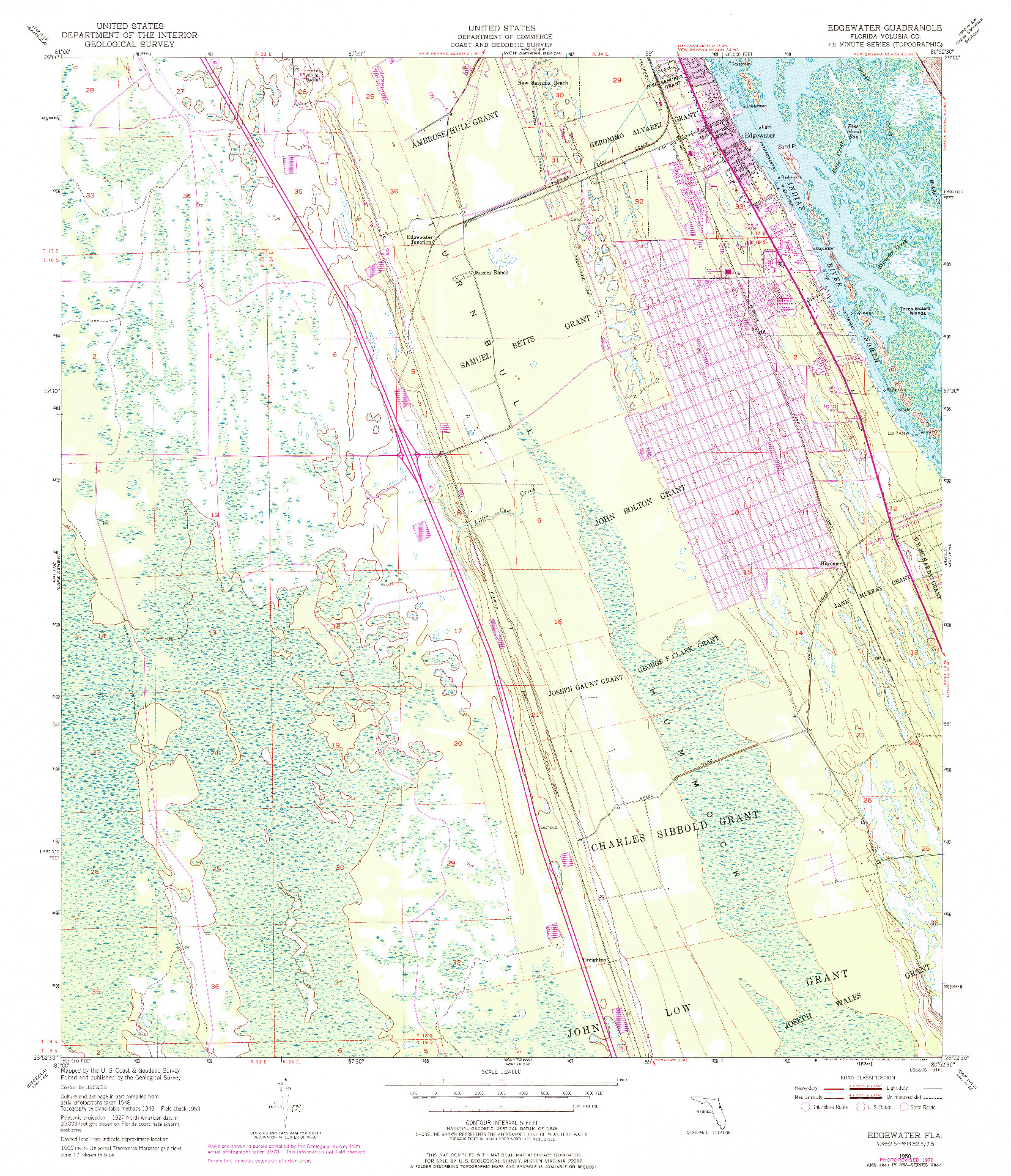 USGS 1:24000-SCALE QUADRANGLE FOR EDGEWATER, FL 1950