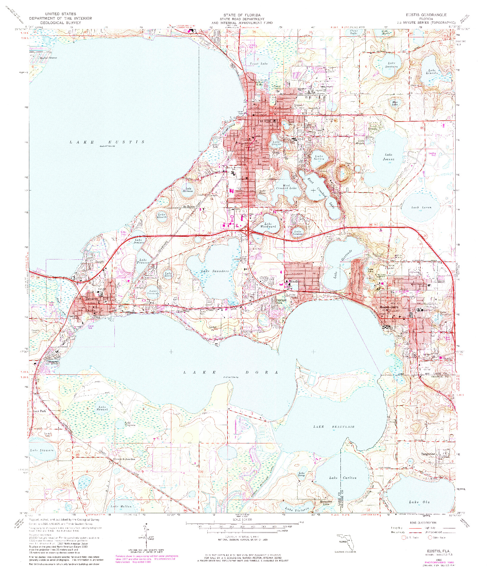 USGS 1:24000-SCALE QUADRANGLE FOR EUSTIS, FL 1966