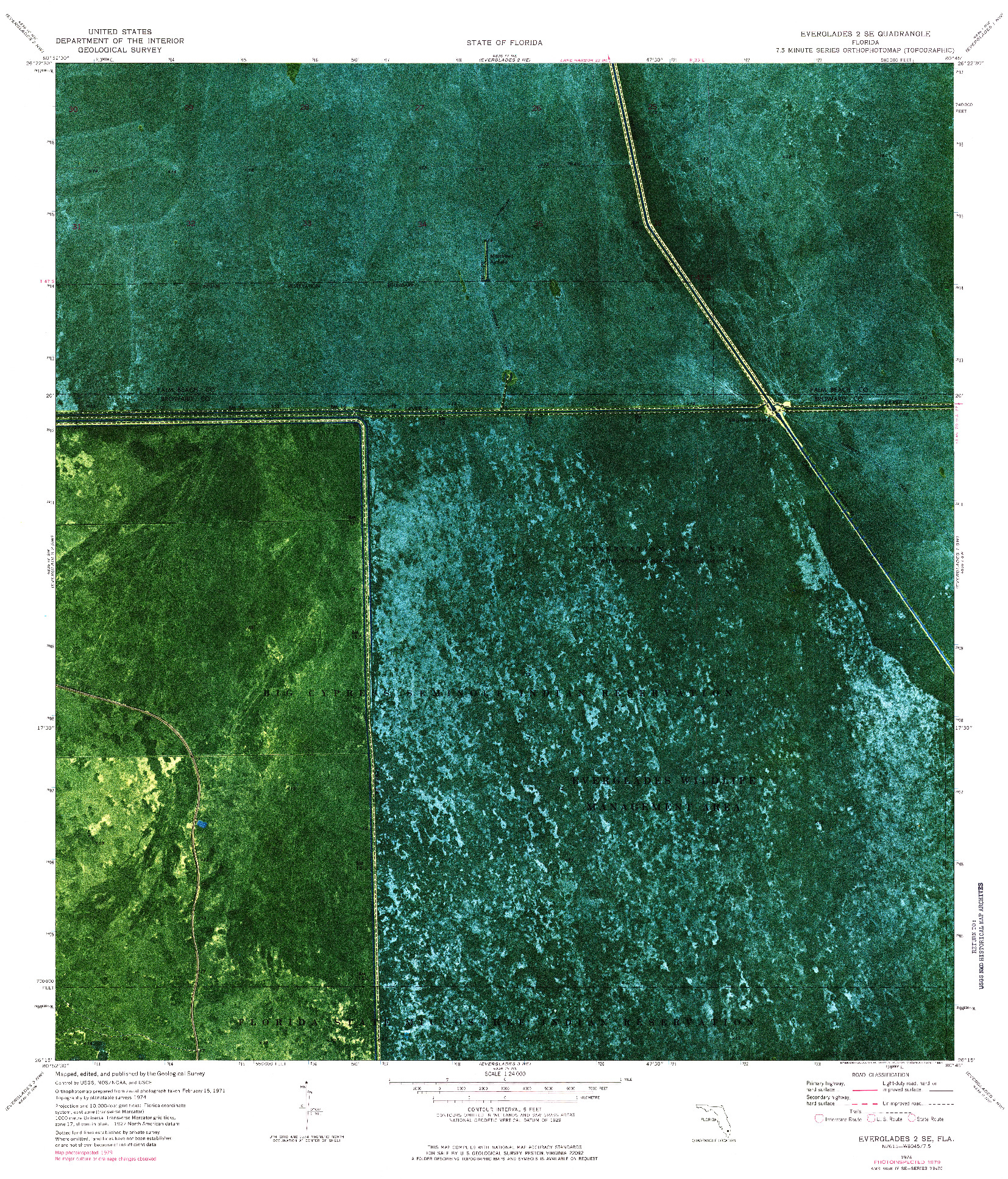 USGS 1:24000-SCALE QUADRANGLE FOR EVERGLADES 2 SE, FL 1974