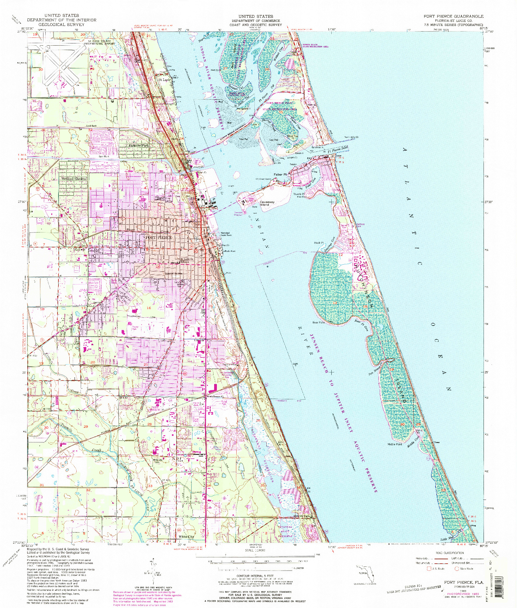 USGS 1:24000-SCALE QUADRANGLE FOR FORT PIERCE, FL 1949