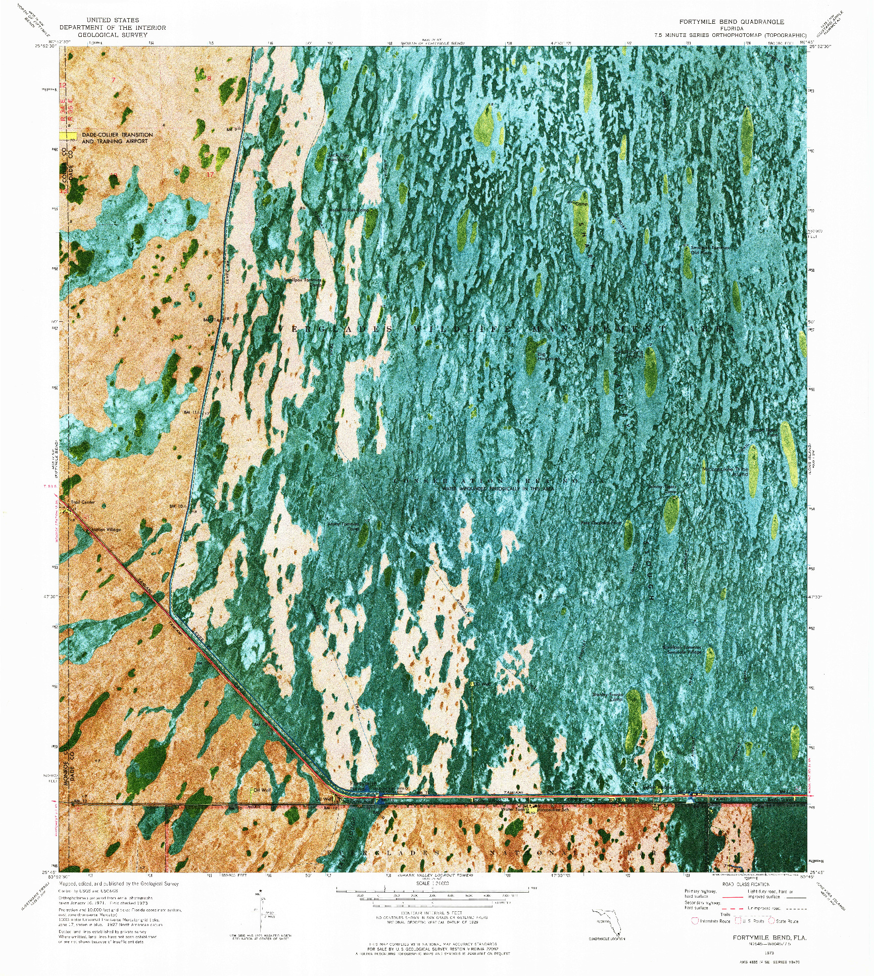 USGS 1:24000-SCALE QUADRANGLE FOR FORTYMILE BEND, FL 1973