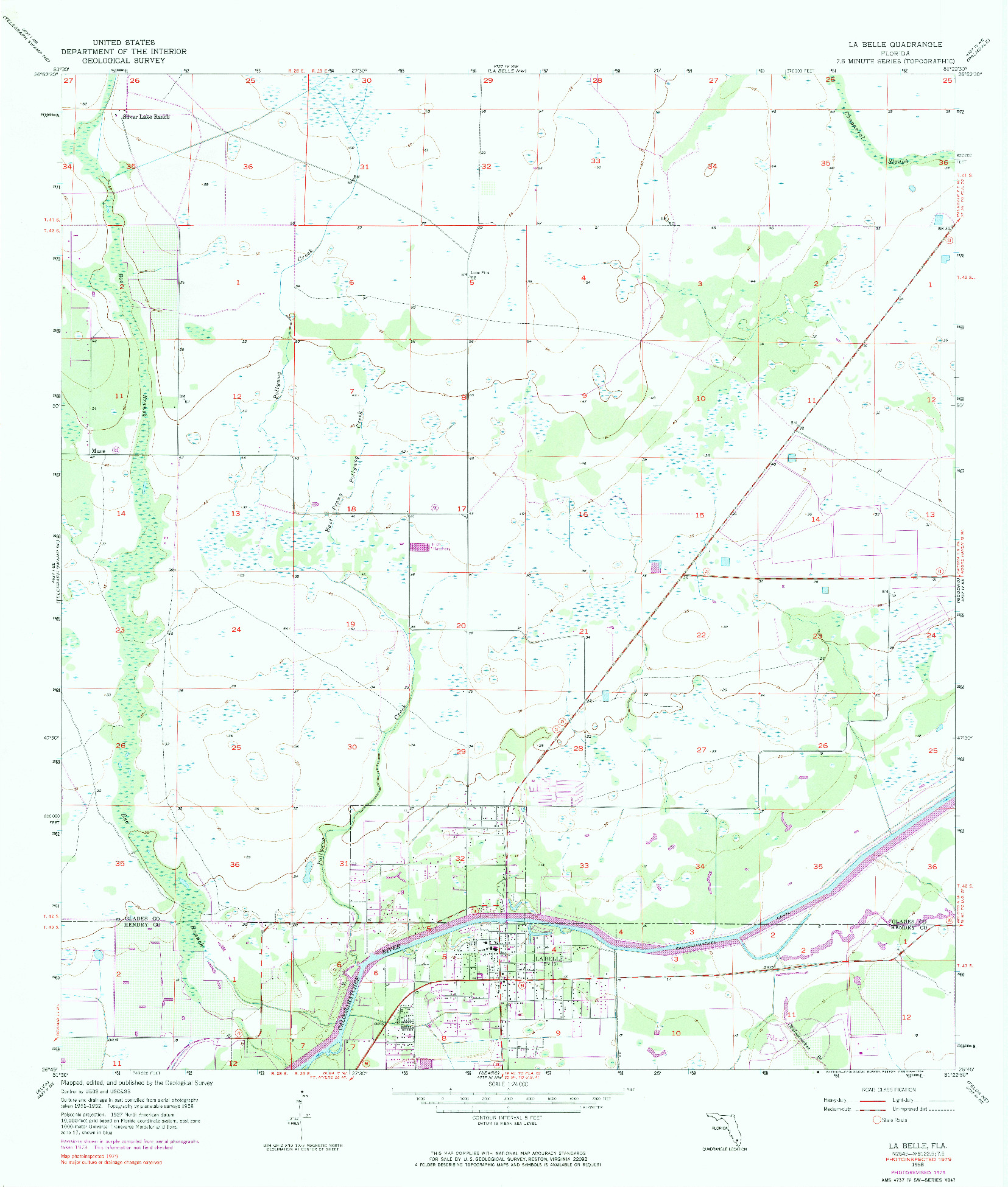 USGS 1:24000-SCALE QUADRANGLE FOR LA BELLE, FL 1958