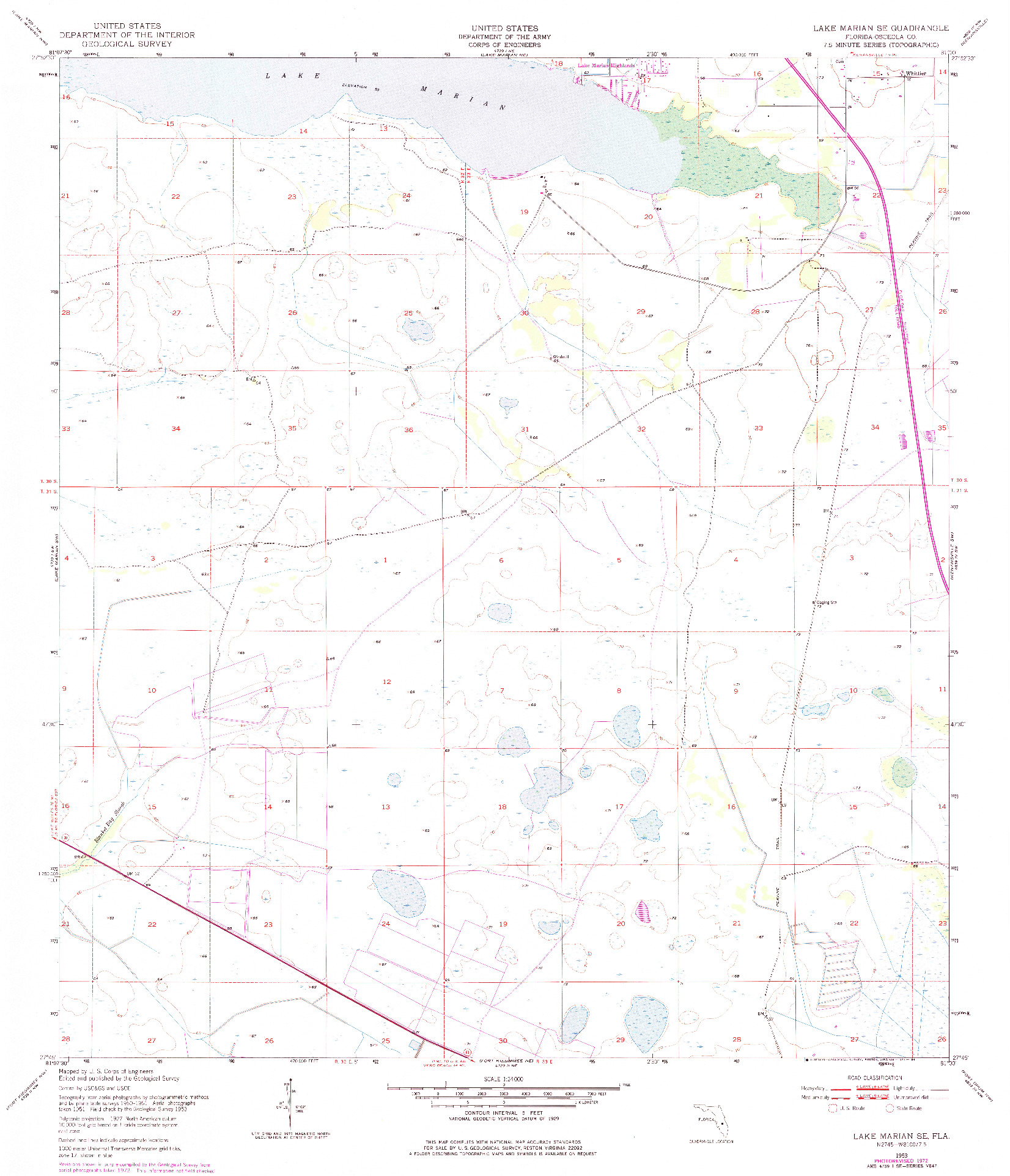 USGS 1:24000-SCALE QUADRANGLE FOR LAKE MARIAN SE, FL 1953