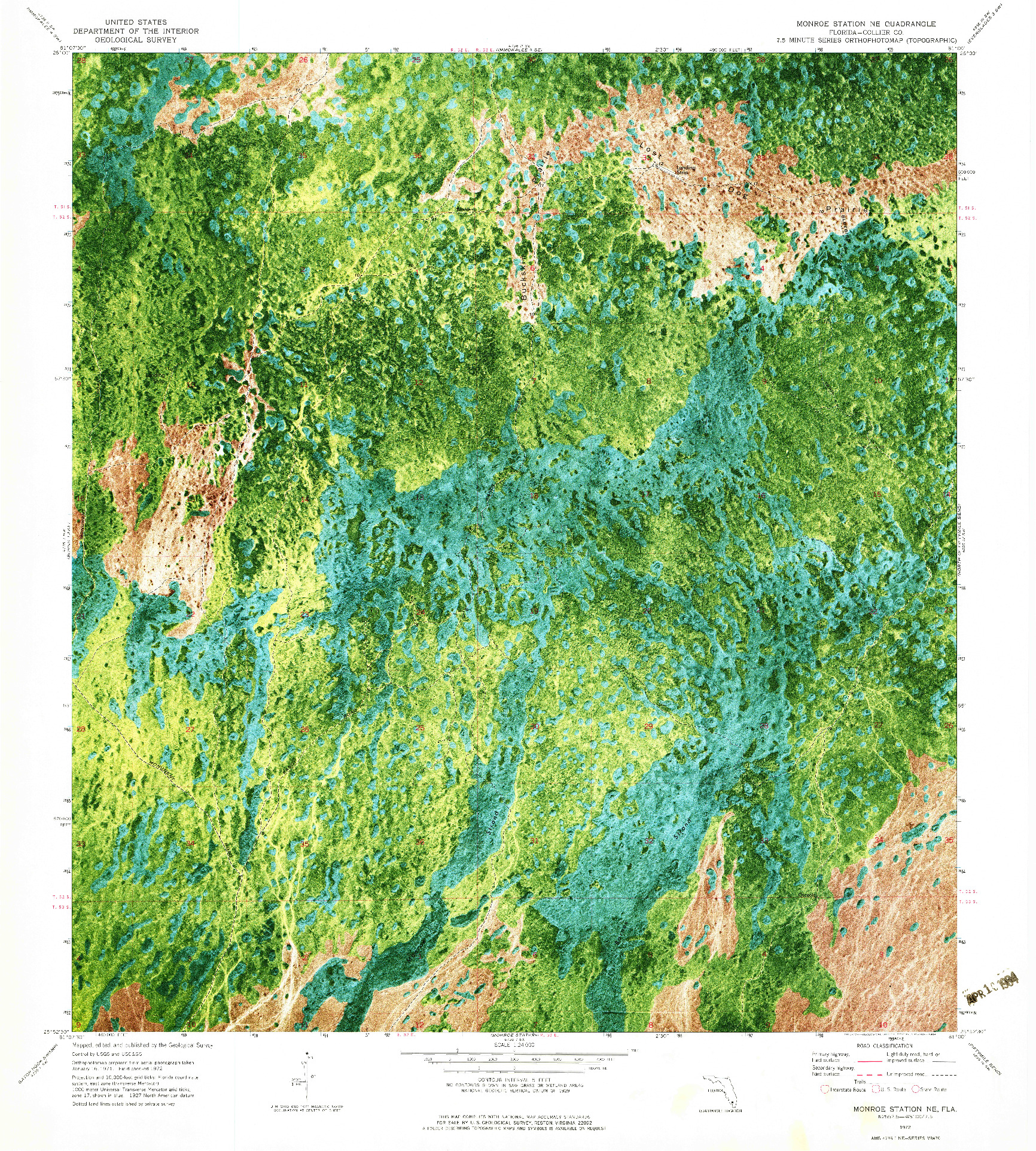 USGS 1:24000-SCALE QUADRANGLE FOR MONROE STATION NE, FL 1972