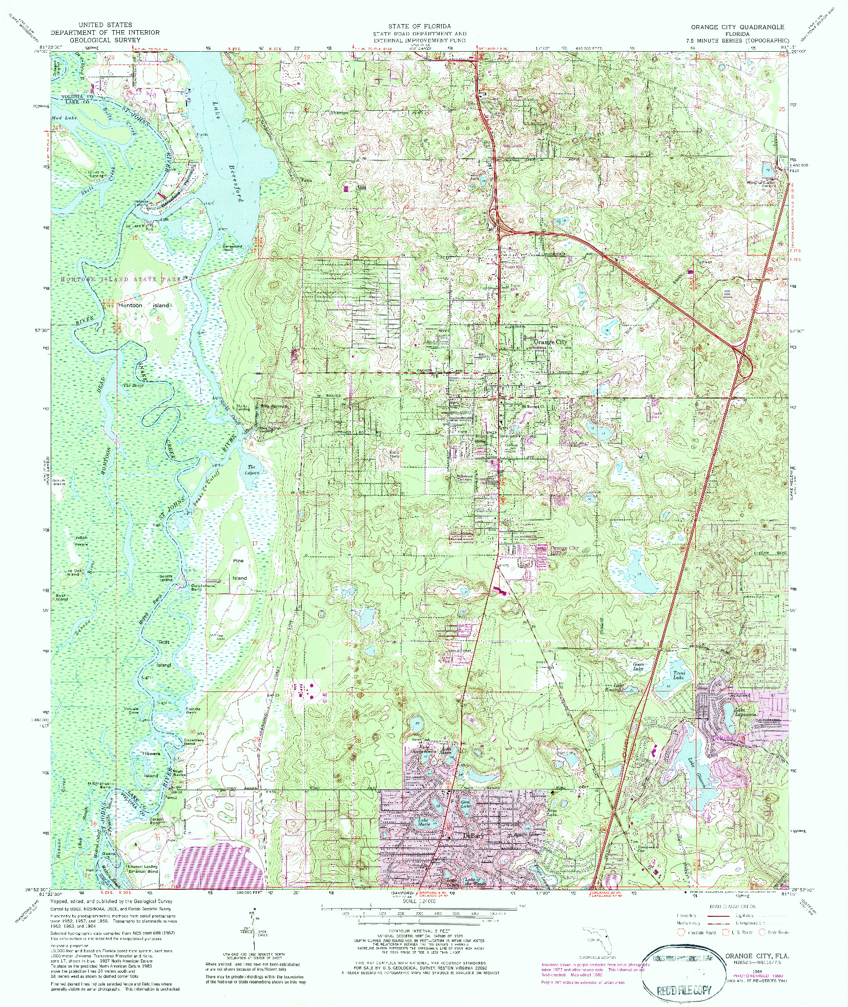 USGS 1:24000-SCALE QUADRANGLE FOR ORANGE CITY, FL 1964